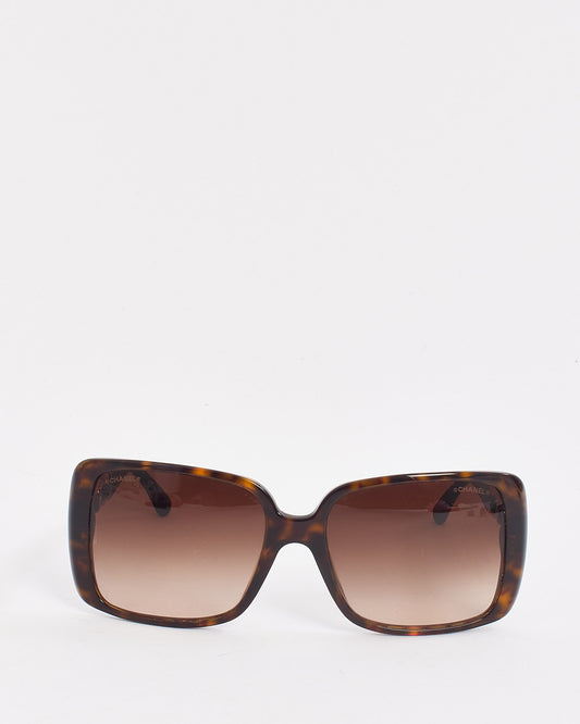 Chanel Brown Tortoise 5208 Square Chain Arm Sunglasses