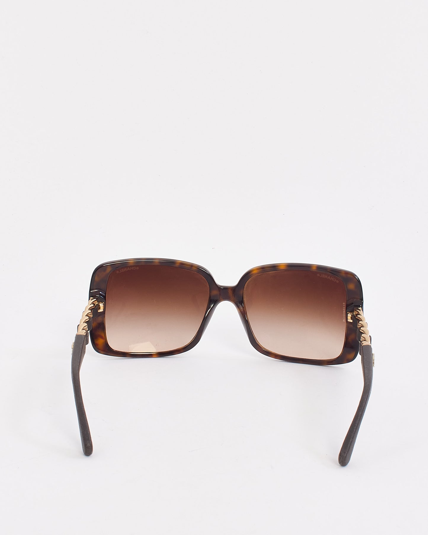 Chanel Brown Tortoise 5208 Square Chain Arm Sunglasses