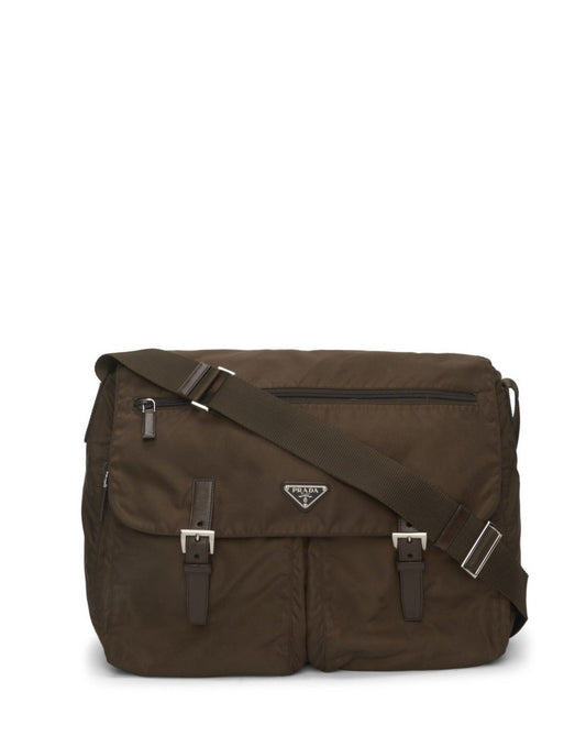 Prada Khaki (Bruciato) Nylon Vela Sport Messenger Bag