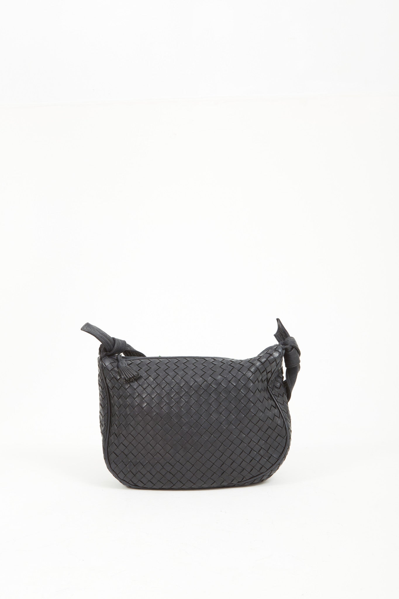 Bottega Veneta Black Leather Intrecciato Crossbody Knot Bag