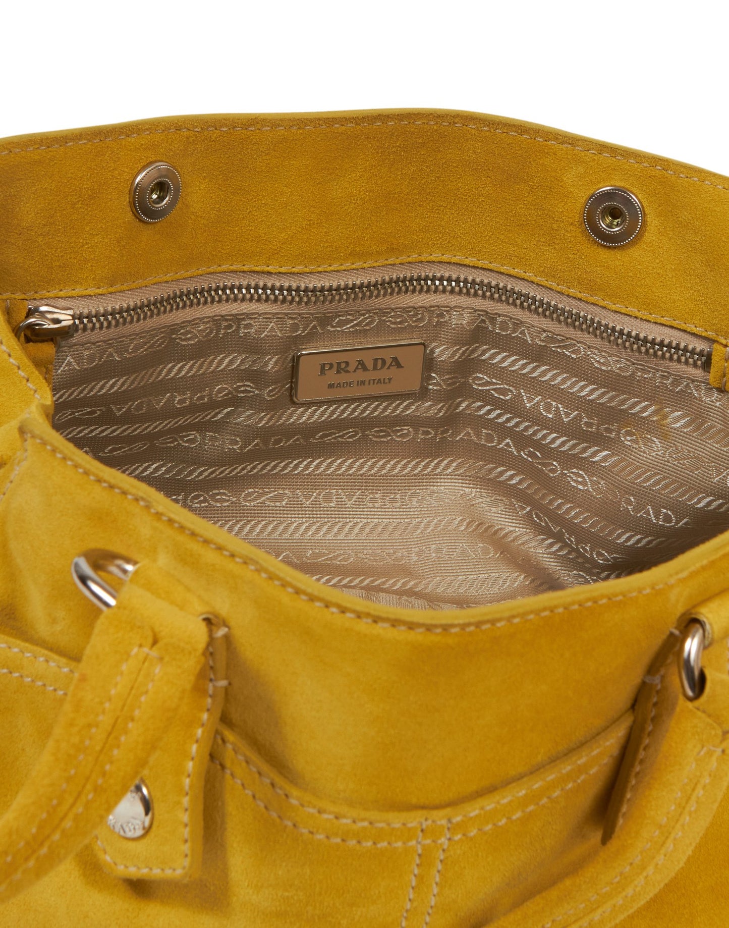 Prada Yellow/Lime Suede Small Pocket Shoulder Bag