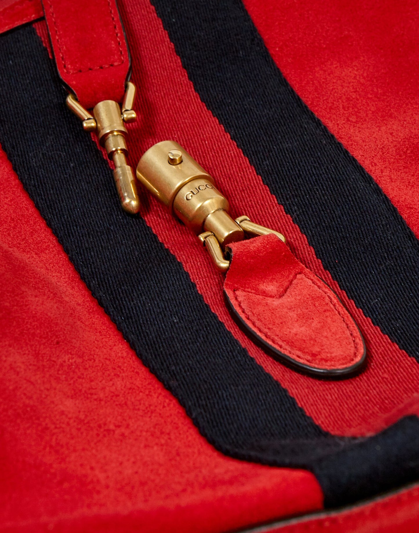 Gucci Red Suede Jackie Hobo Bag