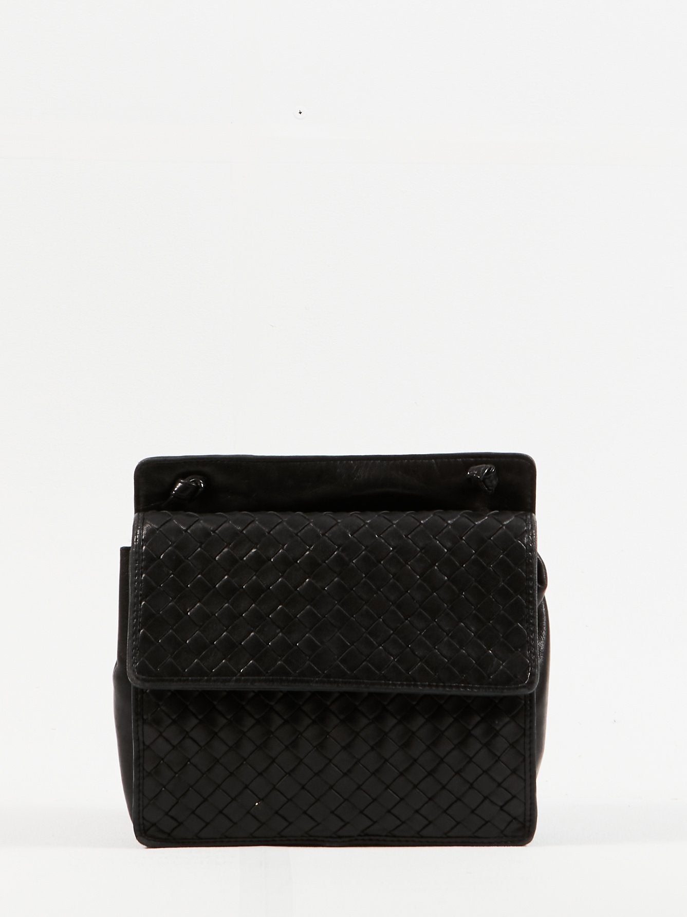 Bottega Veneta Vintage petit sac à bandoulière carré en cuir intrecciato noir