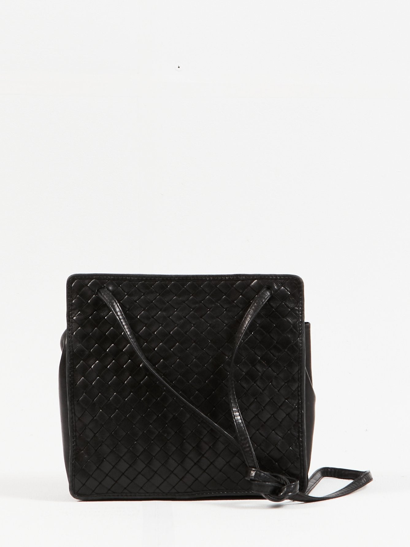 Bottega Veneta Vintage petit sac à bandoulière carré en cuir intrecciato noir