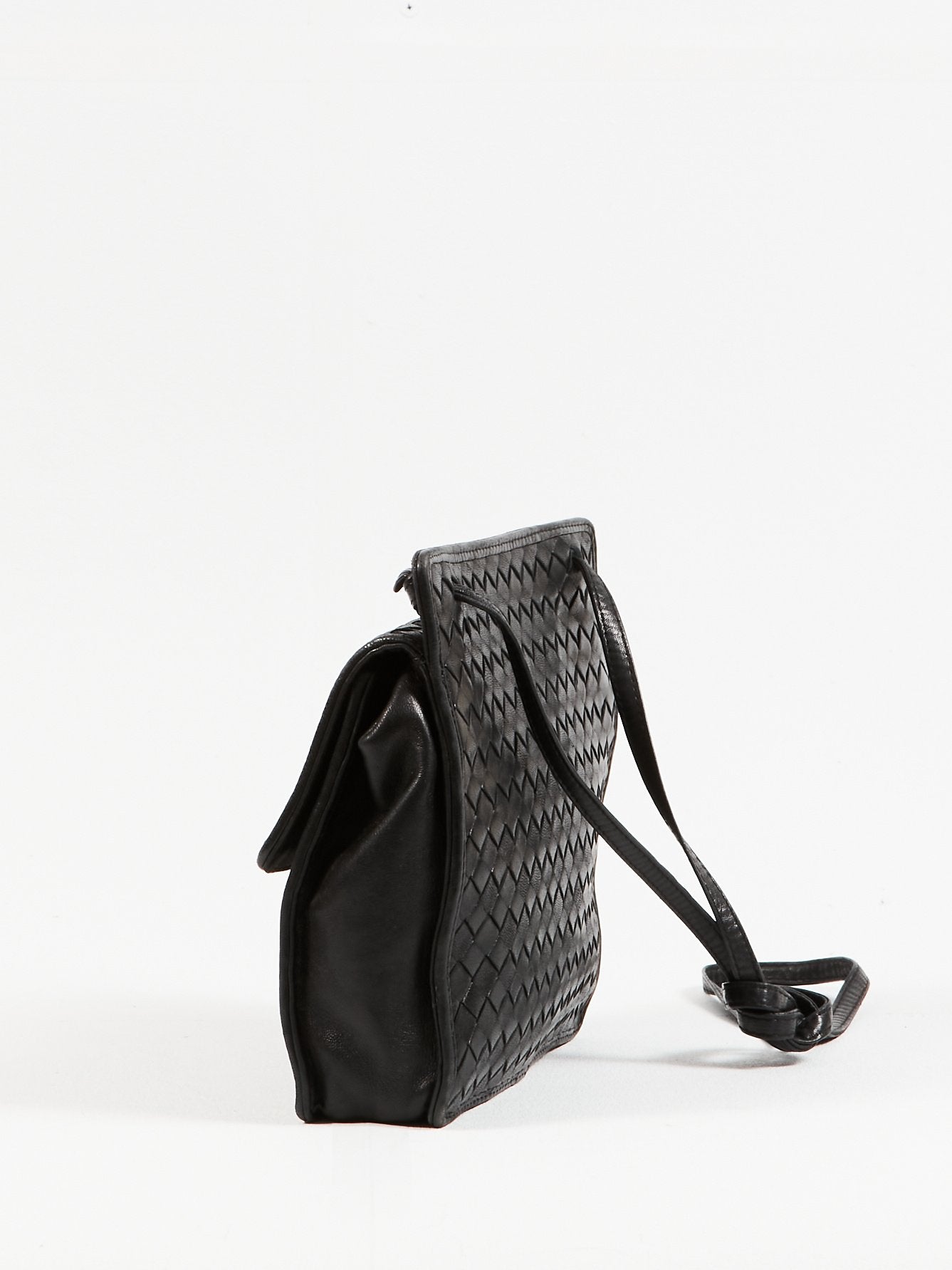 Bottega Veneta Vintage petit sac à bandoulière carré en cuir intrecciato noir