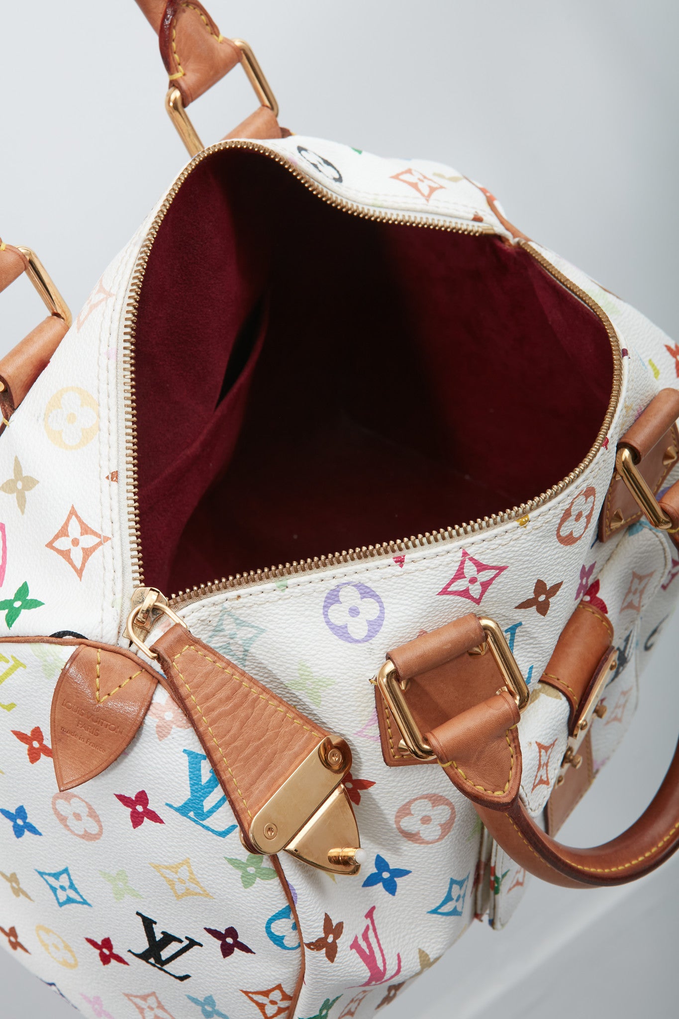 Louis Vuitton White Multicolor Monogram Speedy 30