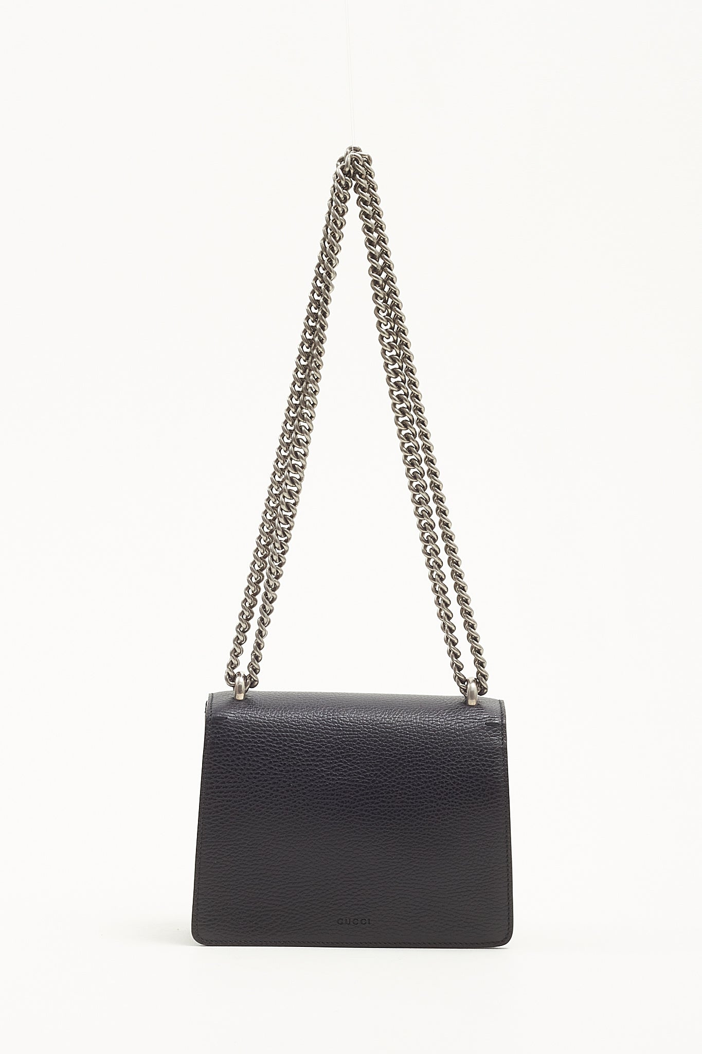 Black Pebbled Leather Small Dionysus Crossbody Chain Bag