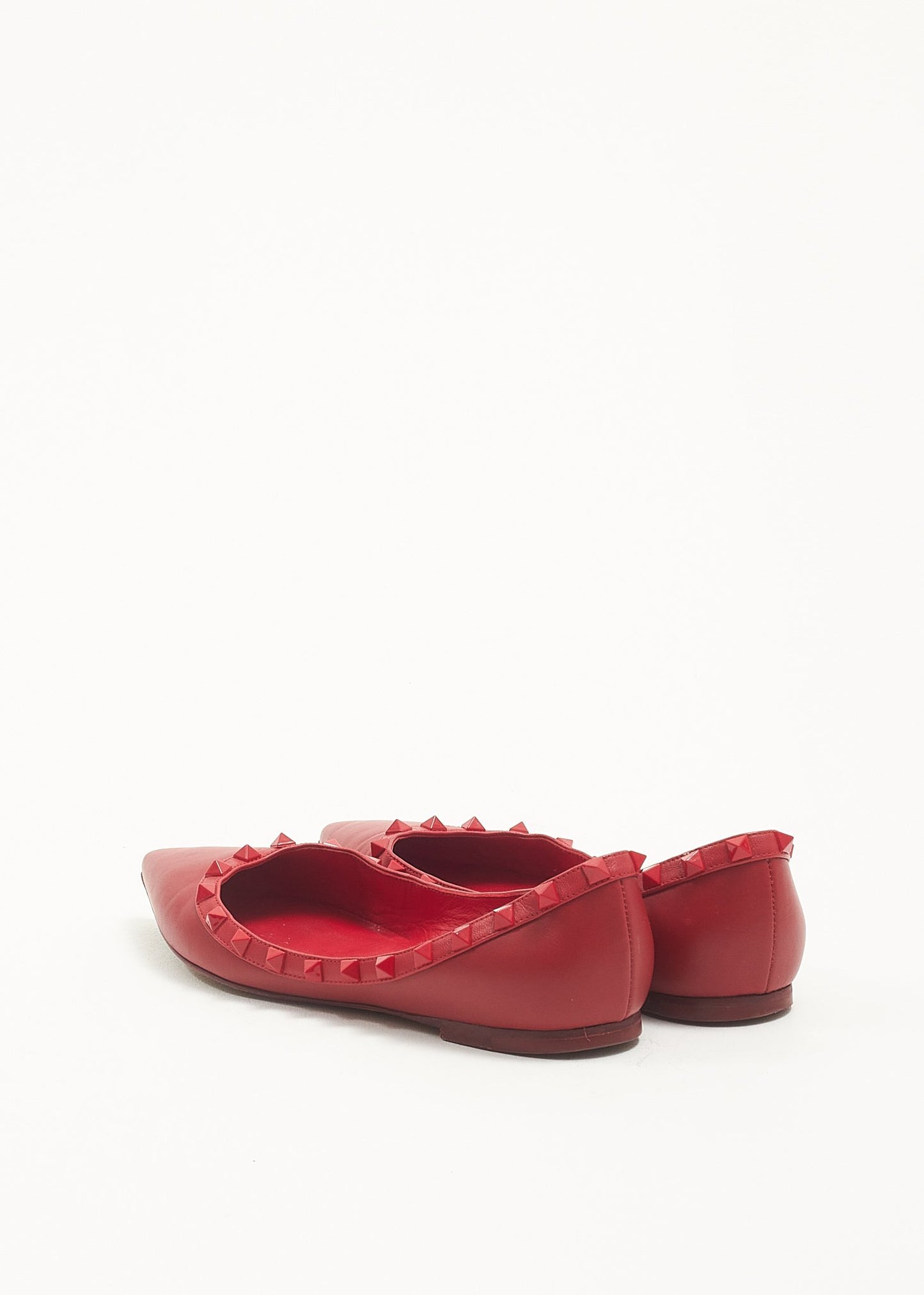 Valentino Chaussures plates Rockstud en cuir rouge - 38