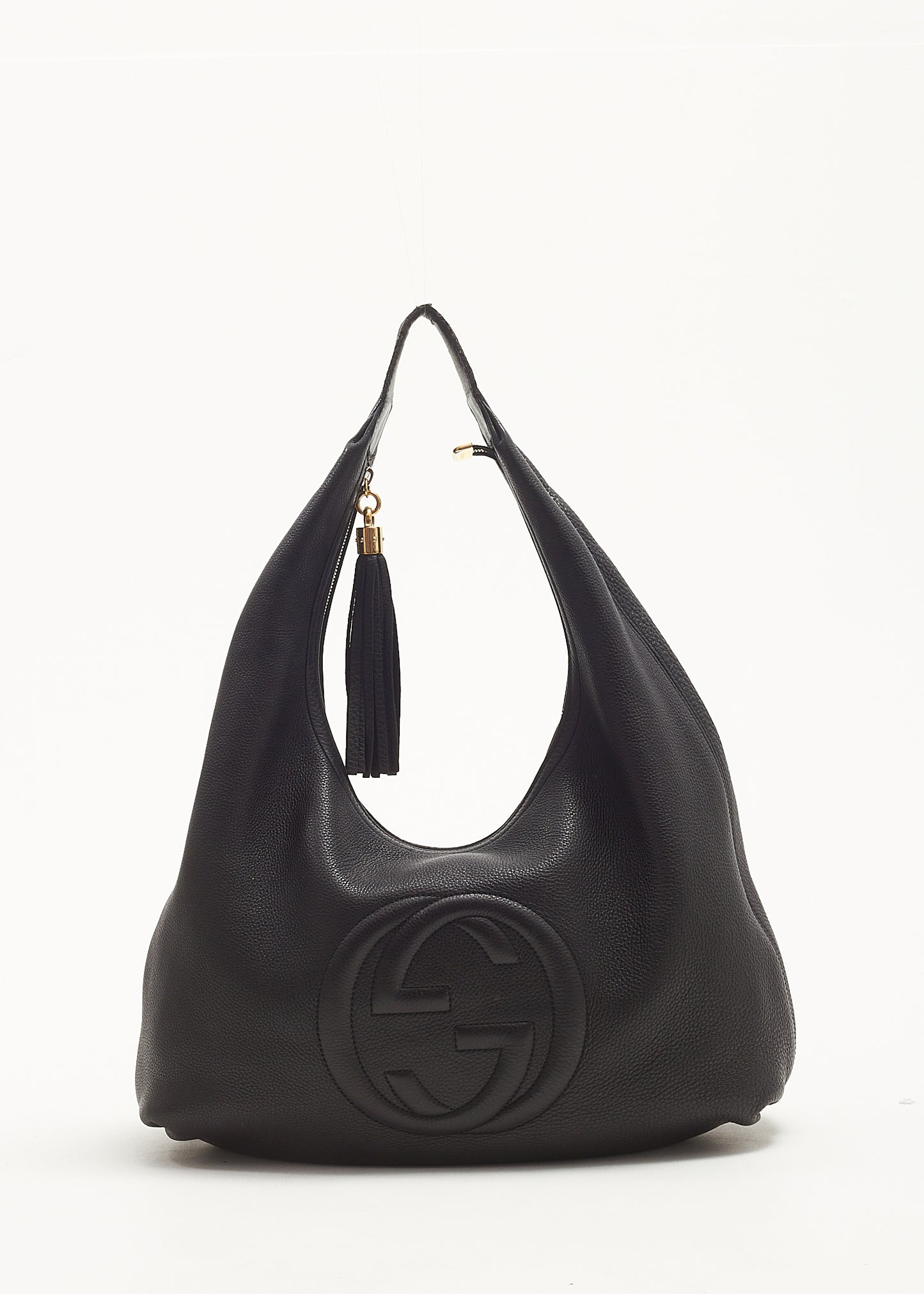 Gucci Black Pebbled Leather Large Soho Hobo Bag