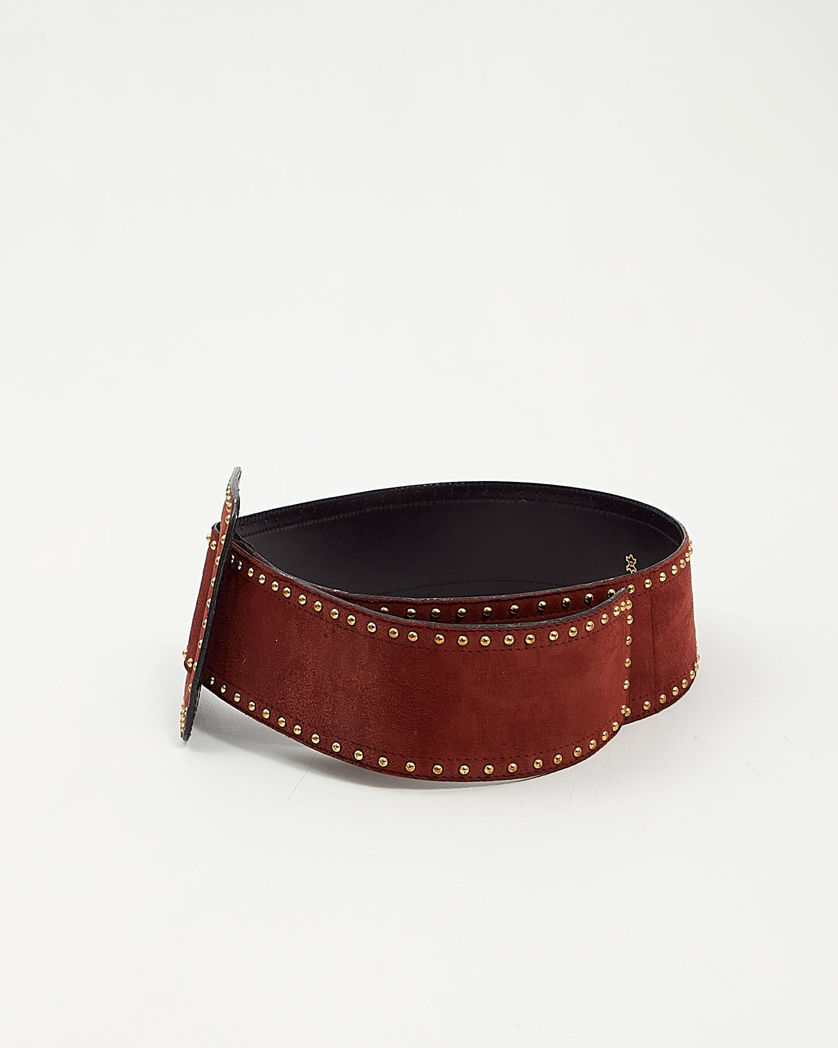 Escada Burnt Orange Suede Large Buckle Belt - 38