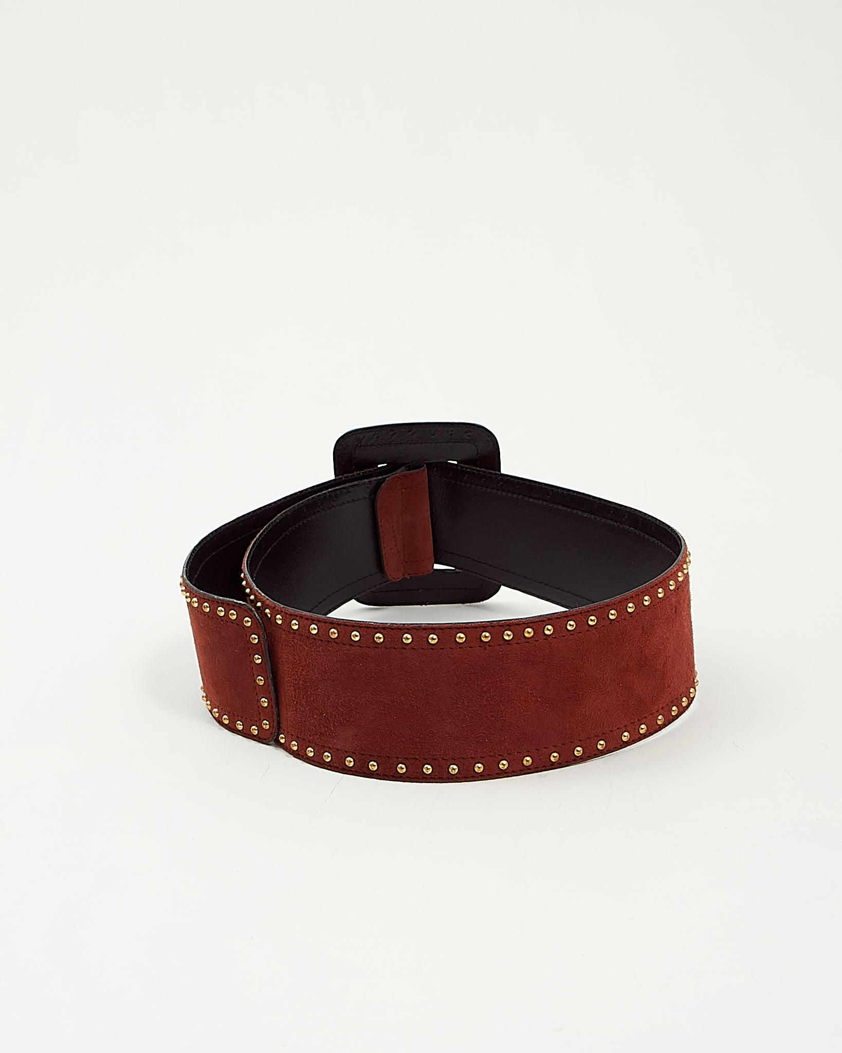 Escada Burnt Orange Suede Large Buckle Belt - 38