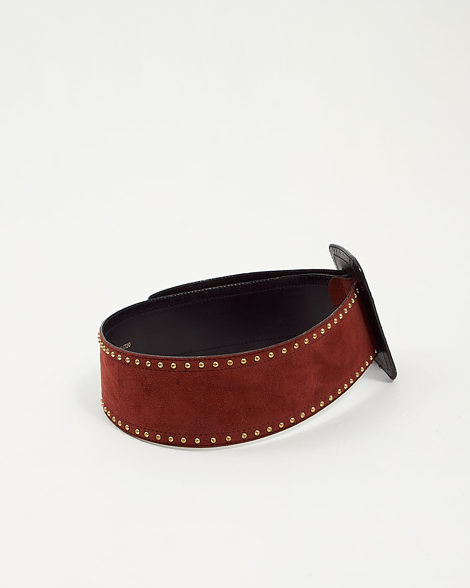 Escada Burnt Orange Suede Large Buckle Belt - 38