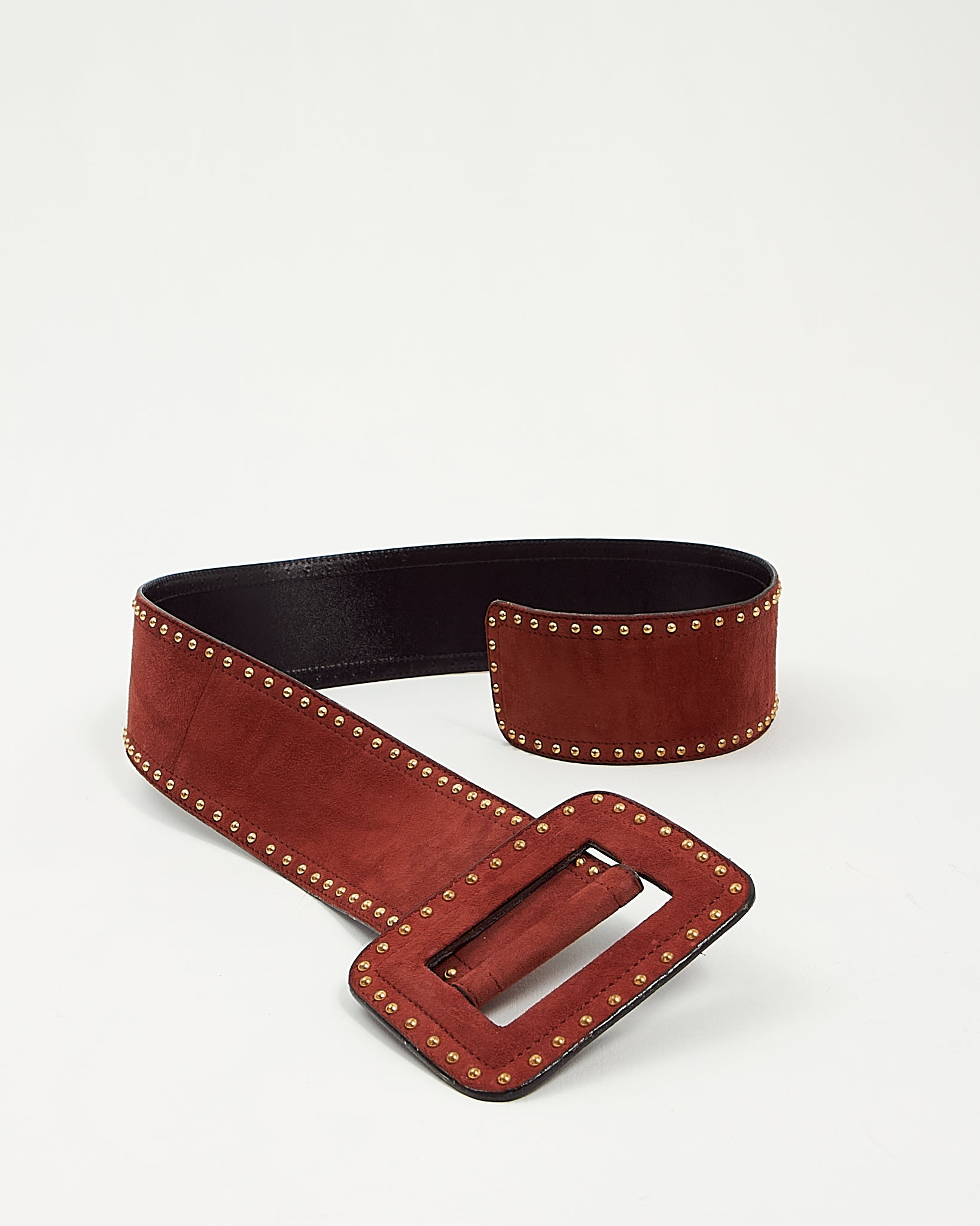 Escada Burnt Orange Suede Large Buckle Belt - 38