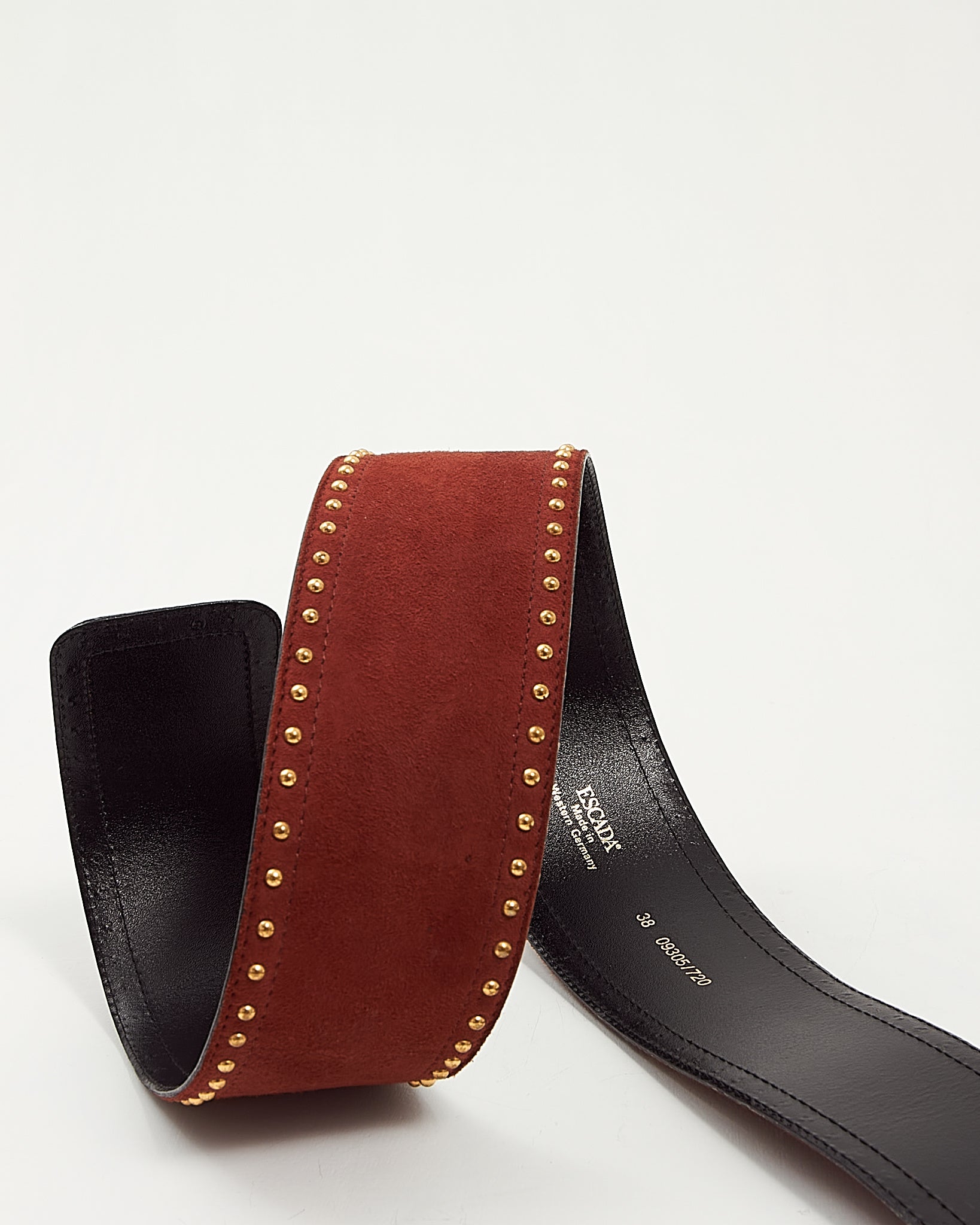 Escada Burnt Orange Suede Large Buckle Belt - 38