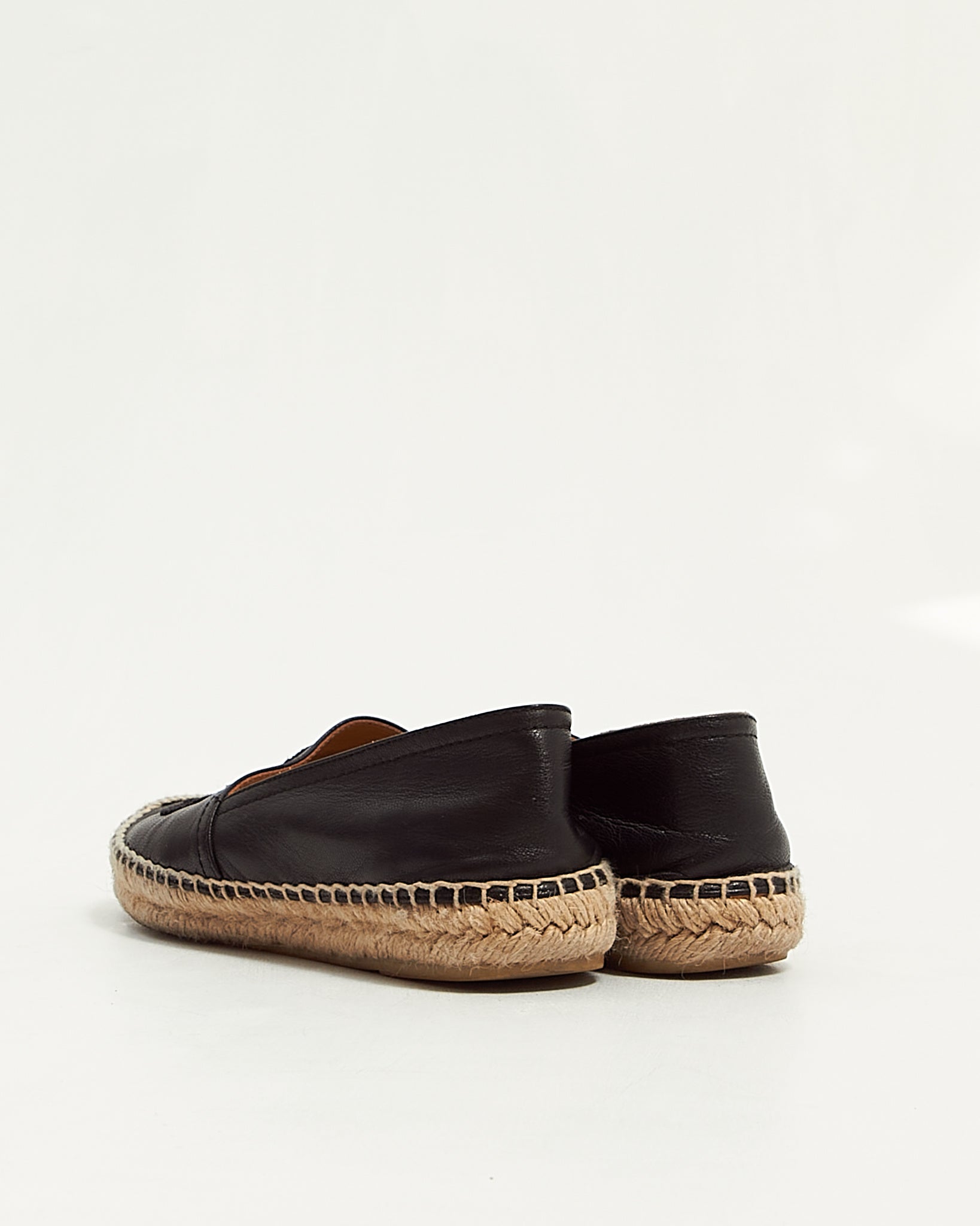 Prada Black Leather Logo Espadrilles - 36