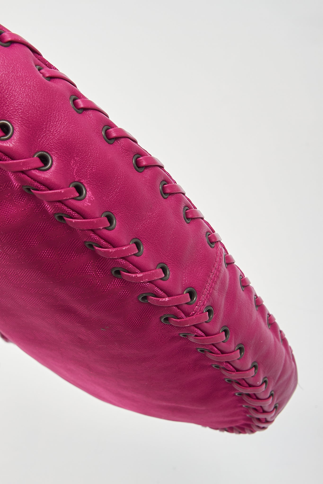 Dior Fuchsia Fabric/Leather Oblique Shoulder Bag