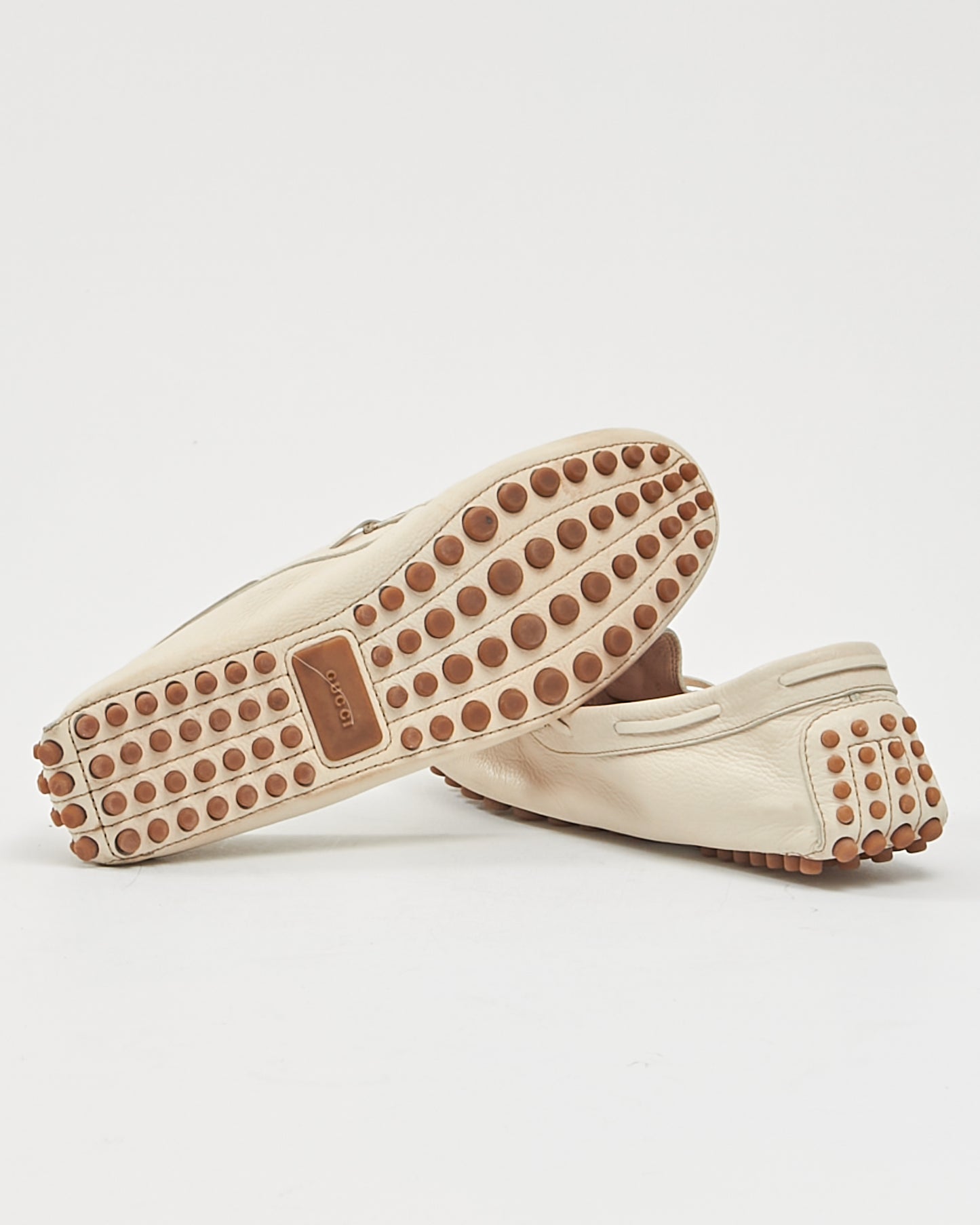 Gucci Cream Leather Bamboo Loafers - 38.5