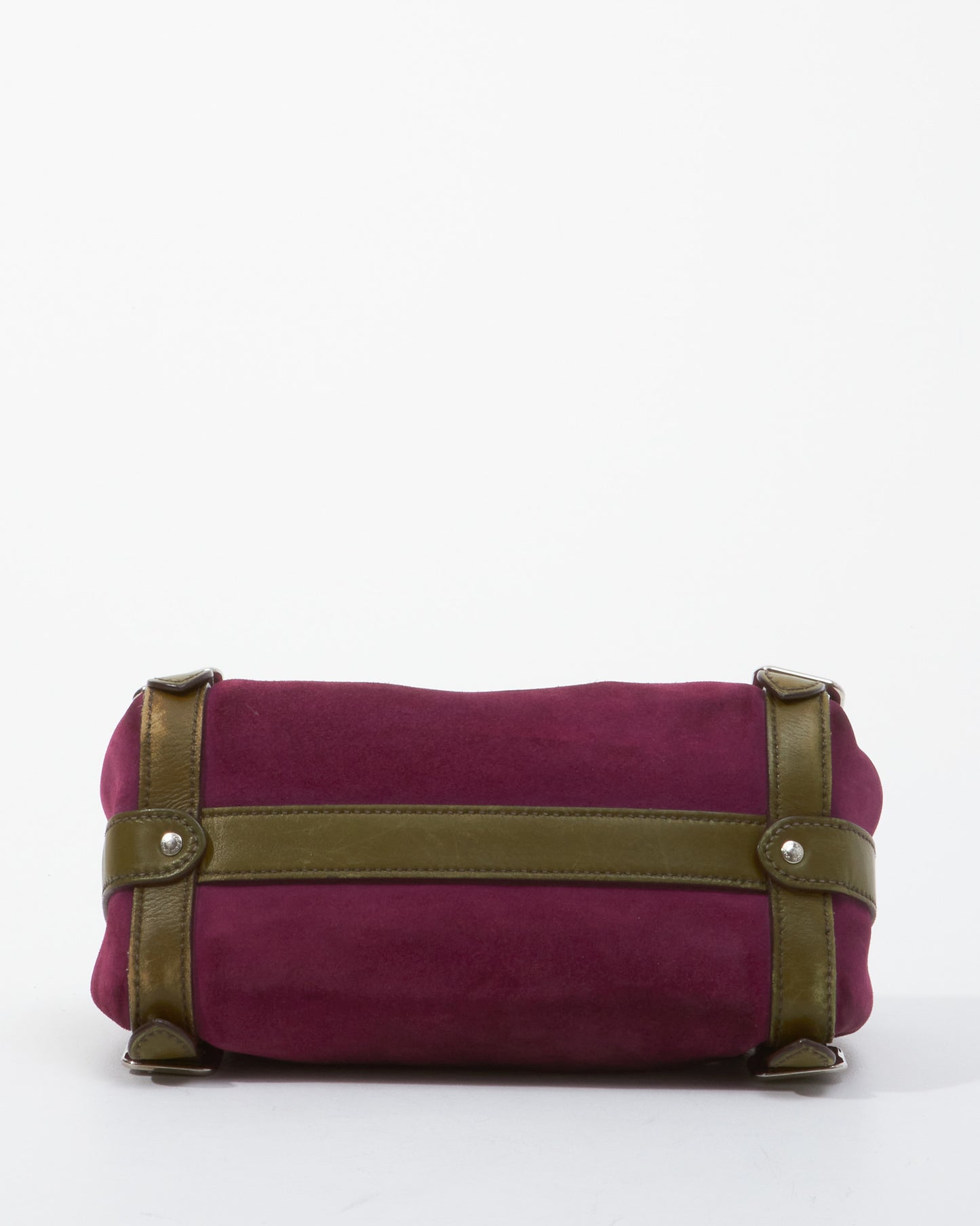 Prada Fuchsia and Olive Suede Small Duffle Shoulder Bag