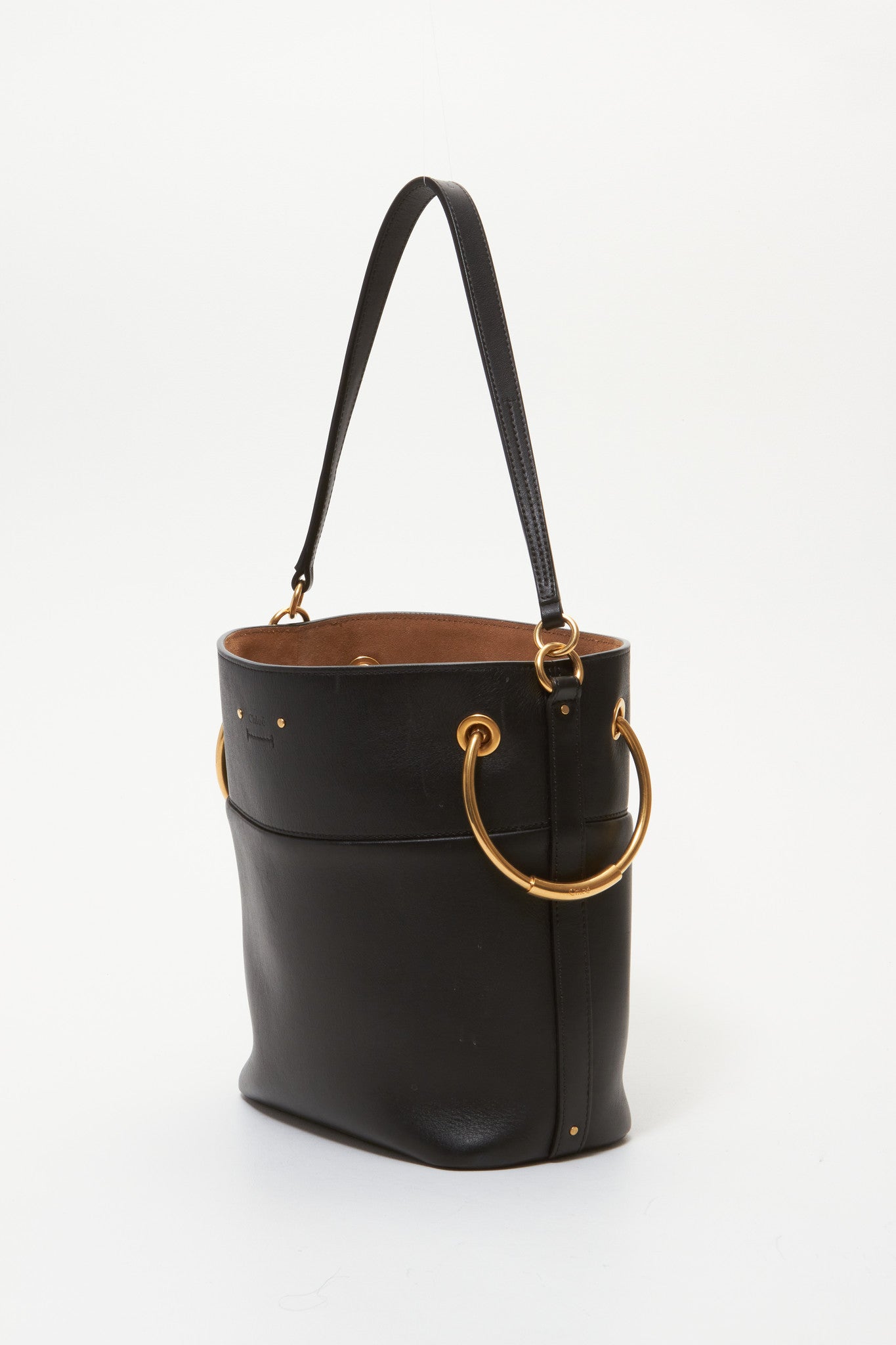 Chloé Black Leather Roy Medium Bucket Bag