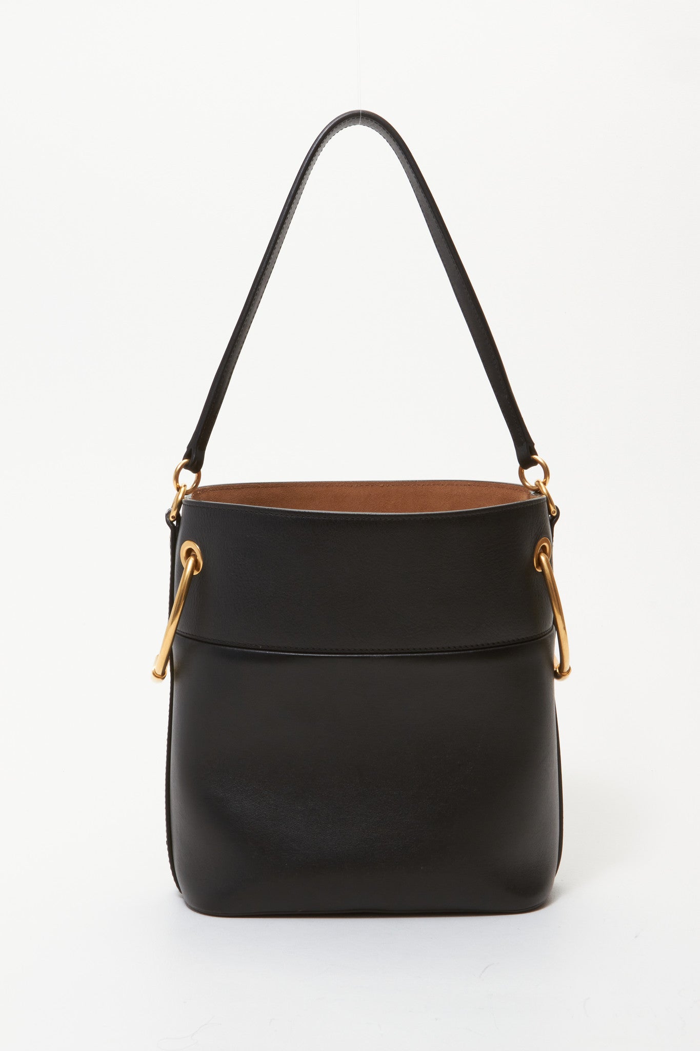 Chloé Black Leather Roy Medium Bucket Bag