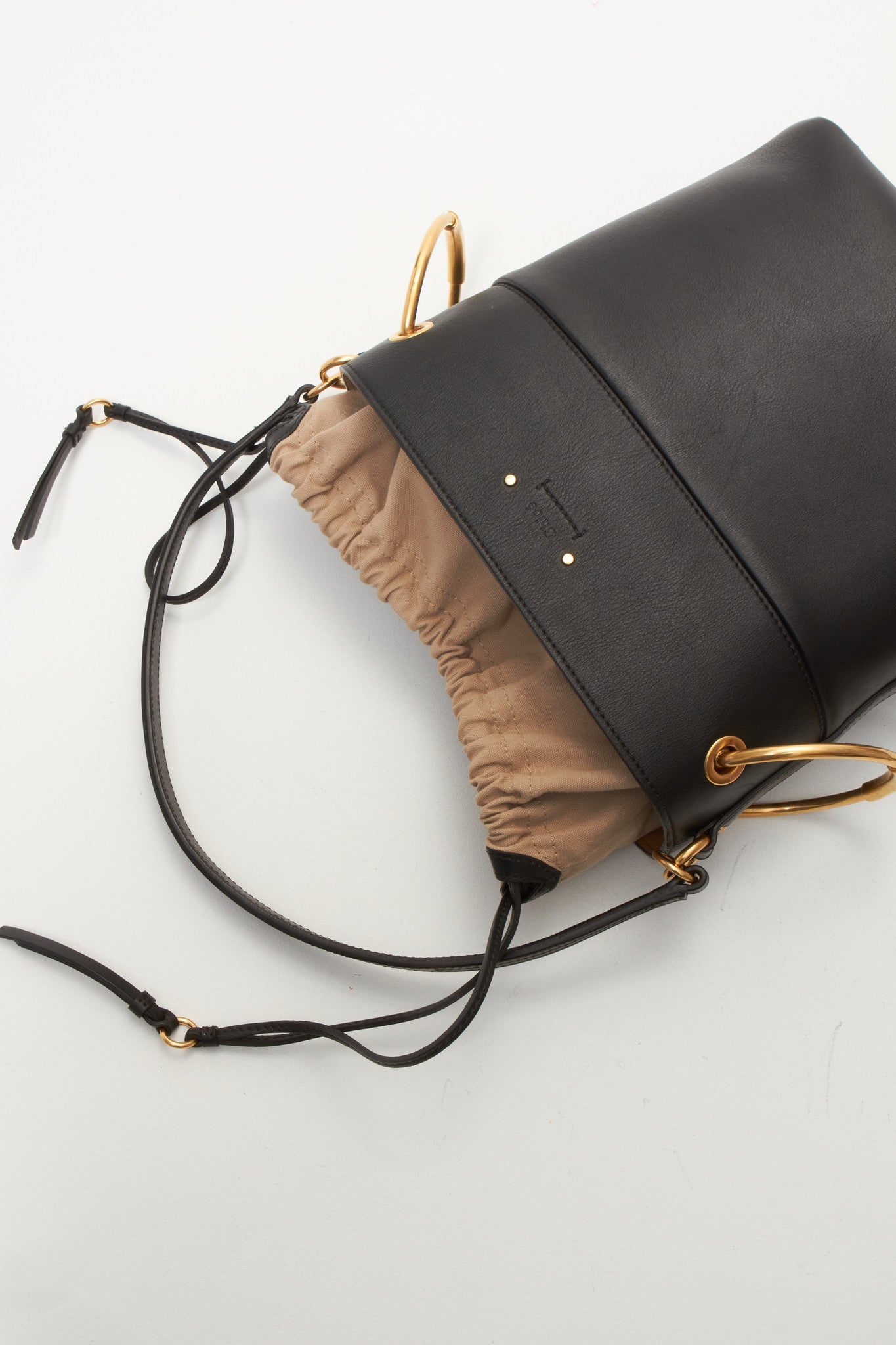 Chloé Black Leather Roy Medium Bucket Bag