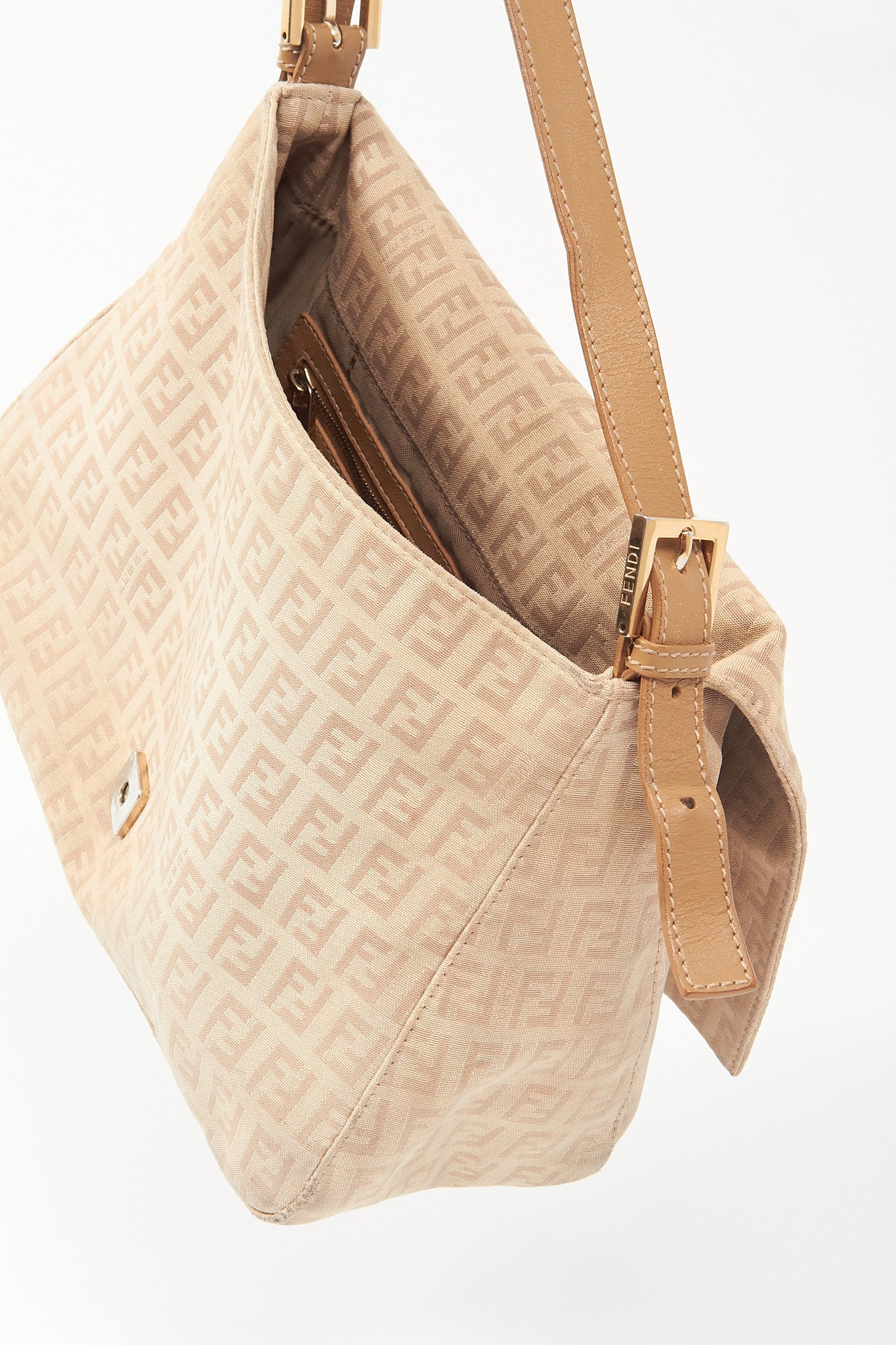 Fendi Beige Zucchino Small Mamma Forever Baguette