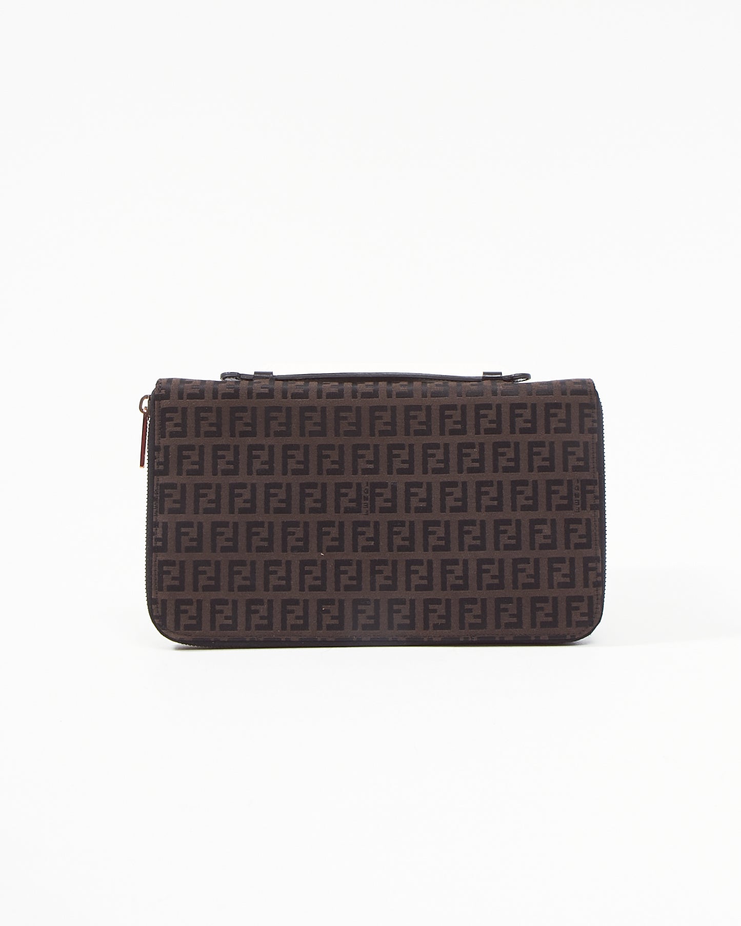 Fendi Brown Zucchino Top Handle Clutch