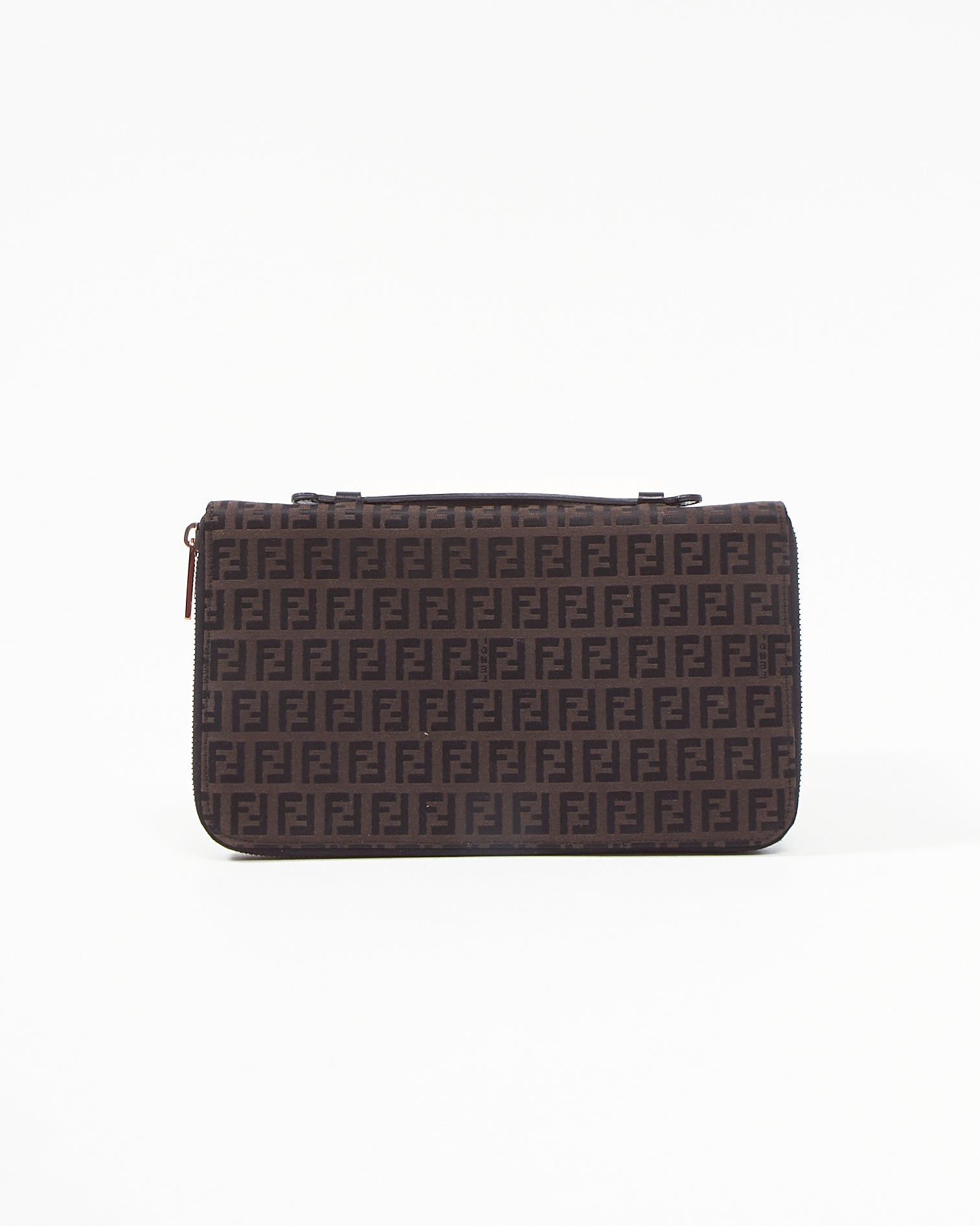 Fendi Brown Zucchino Top Handle Clutch