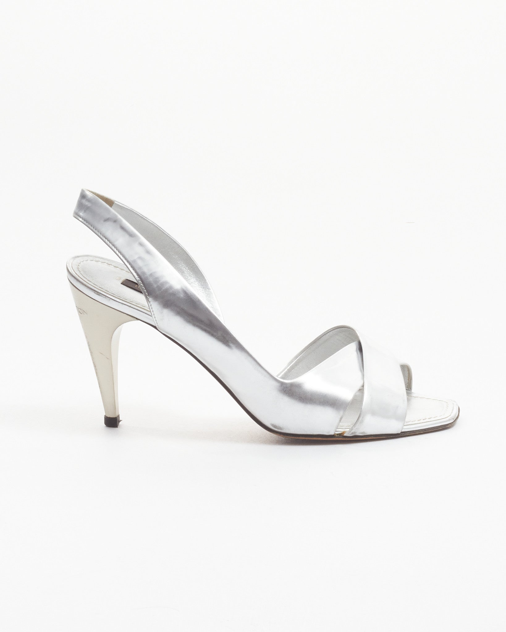 Louis Vuitton Silver Leather Sandal Pump - 37.5