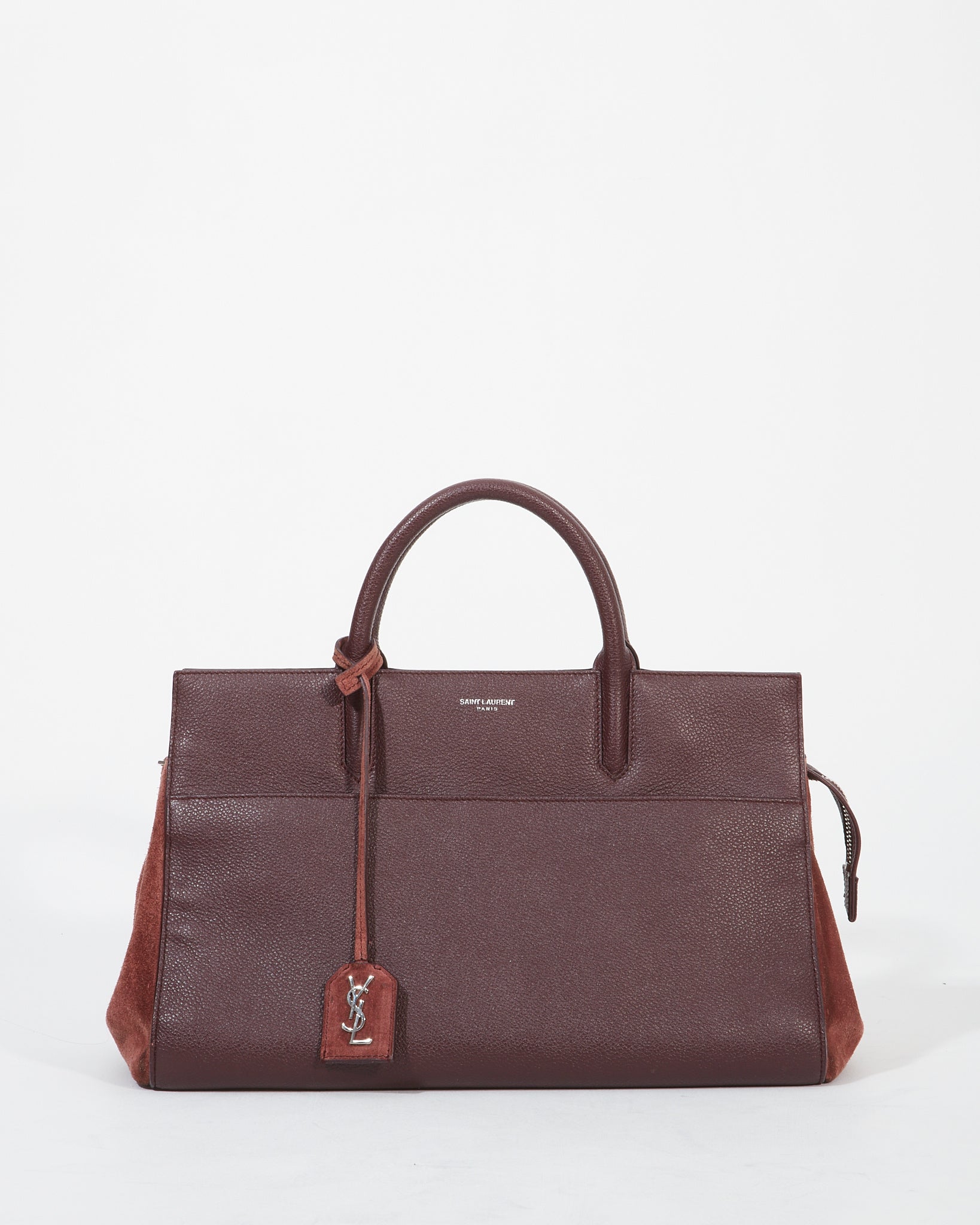 Saint Laurent Small Burgundy Rive Gauche Cabas Bag