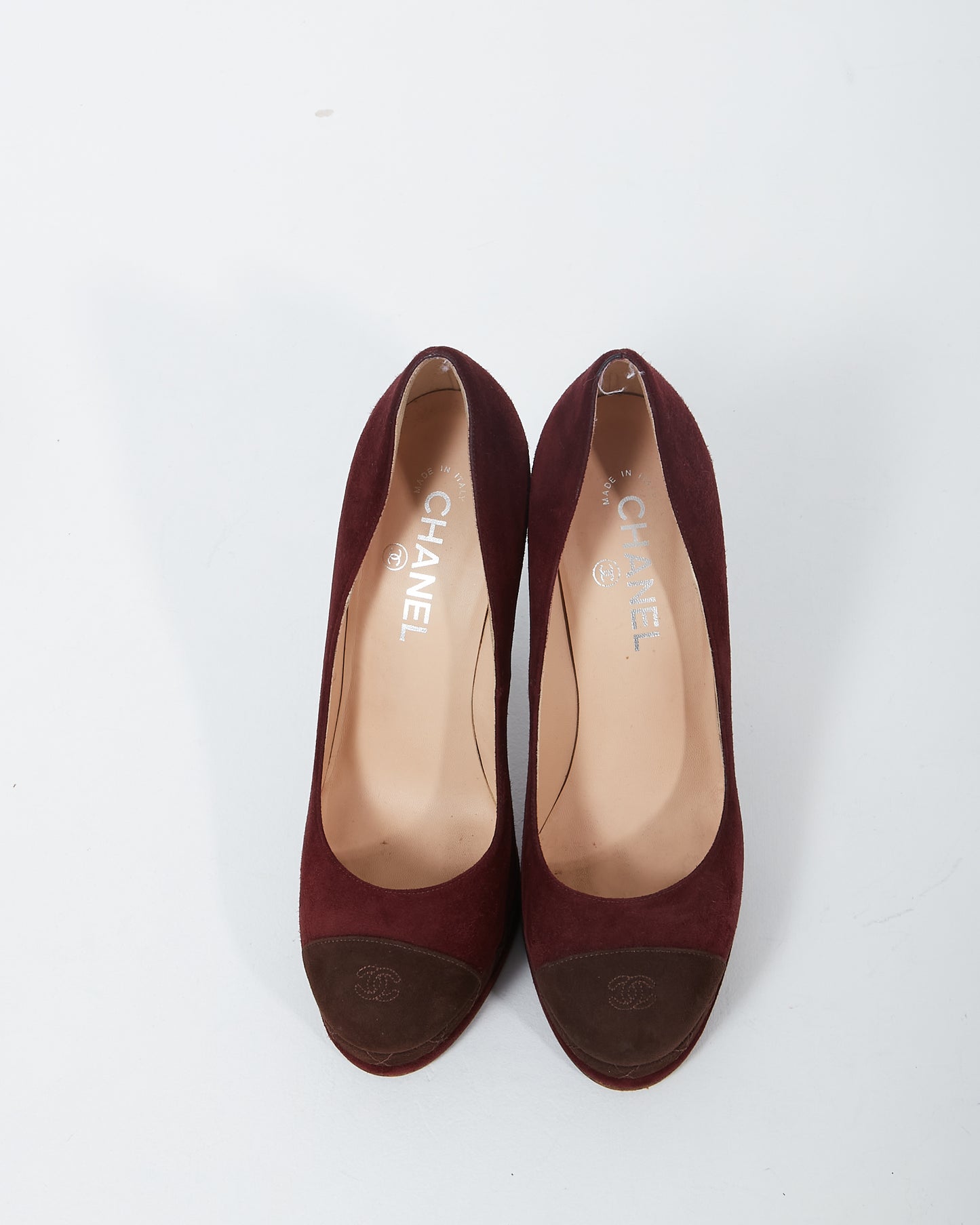 Chanel Burgundy Suede Platform Platform Pumps - 39