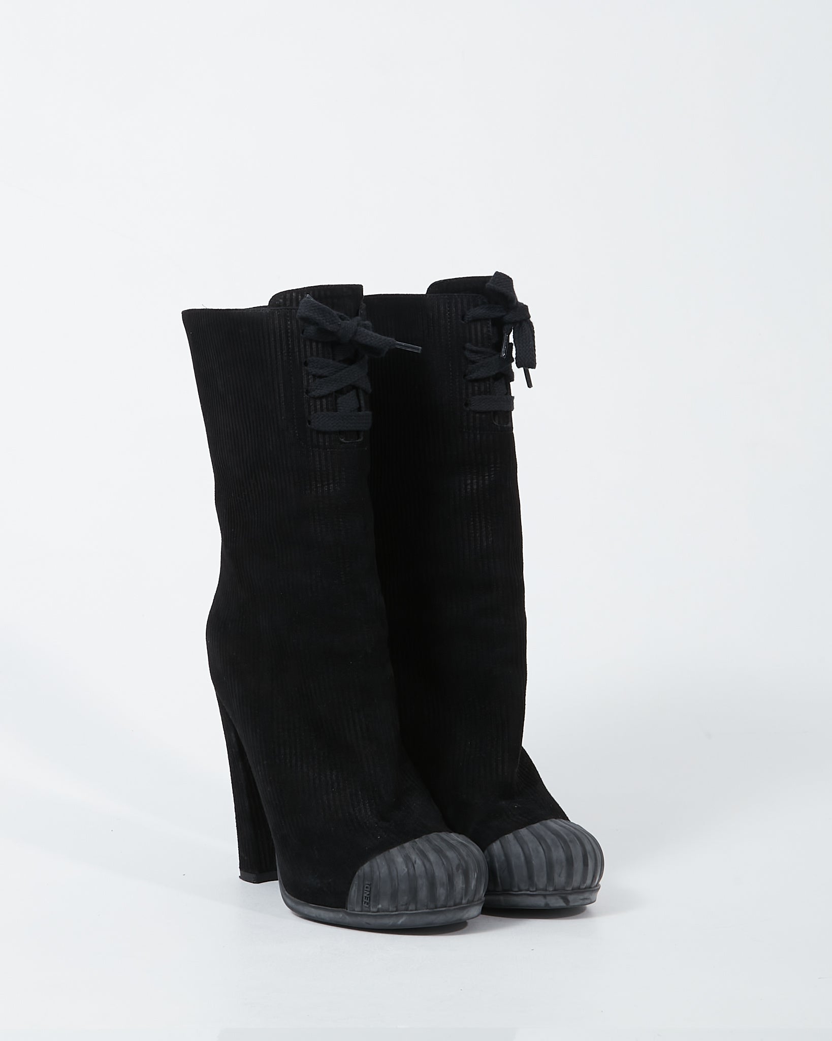 Fendi Black Corduroy Booties - 39