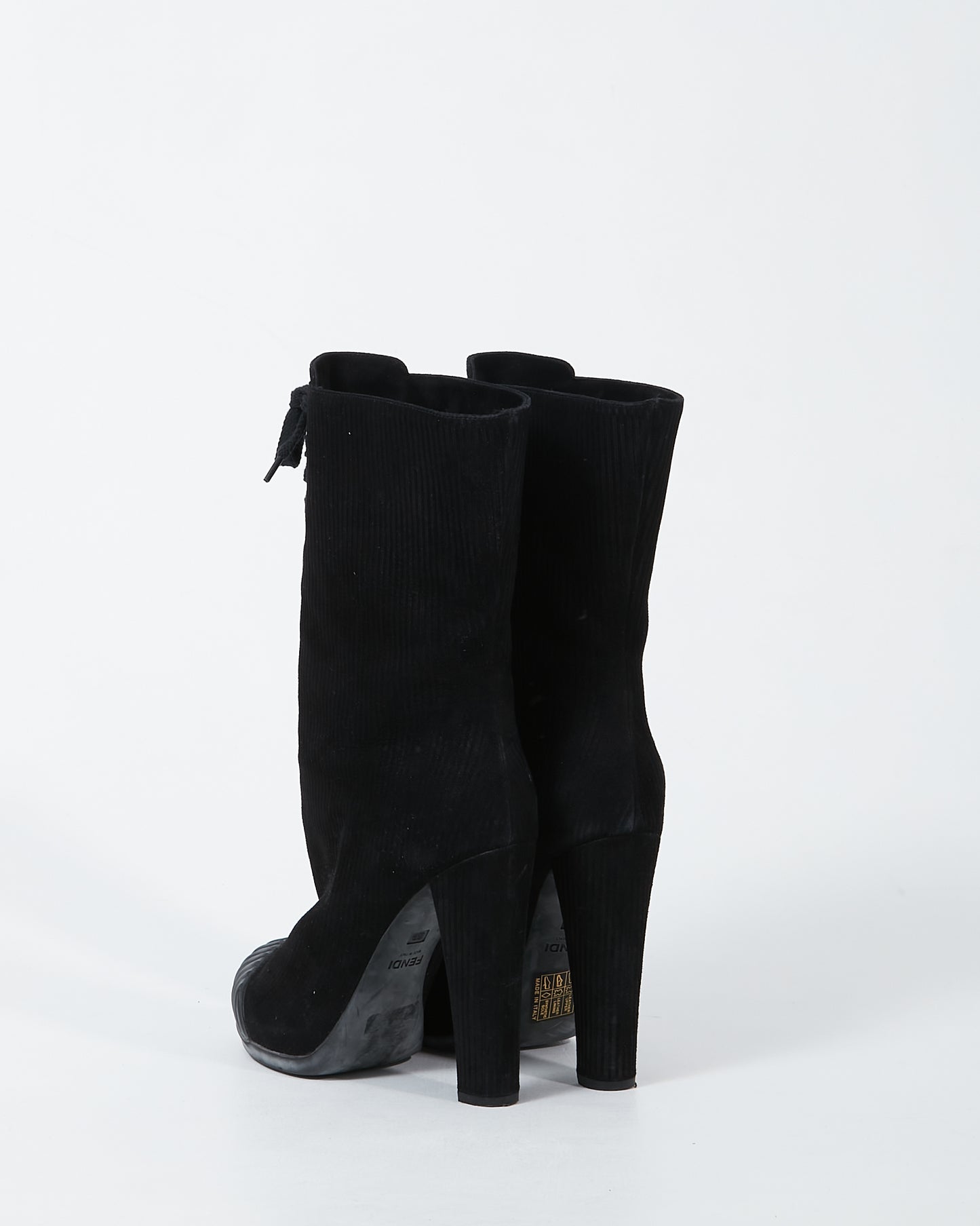 Fendi Black Corduroy Booties - 39