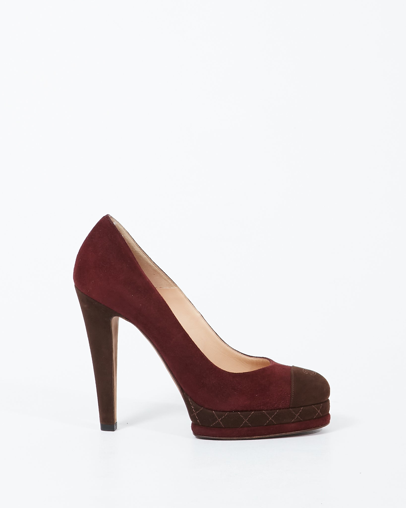 Chanel Burgundy Suede Platform Platform Pumps - 39