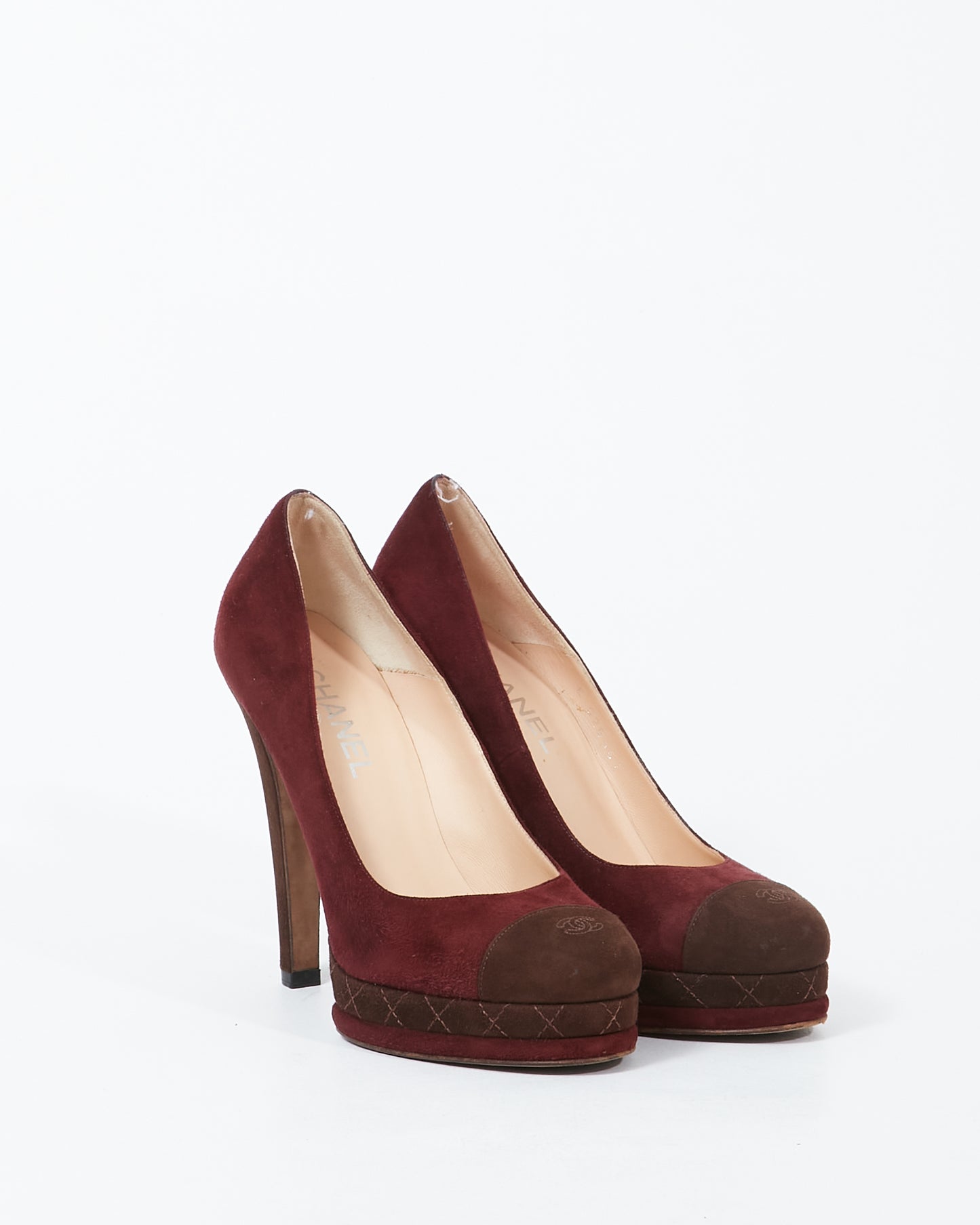 Chanel Burgundy Suede Platform Platform Pumps - 39