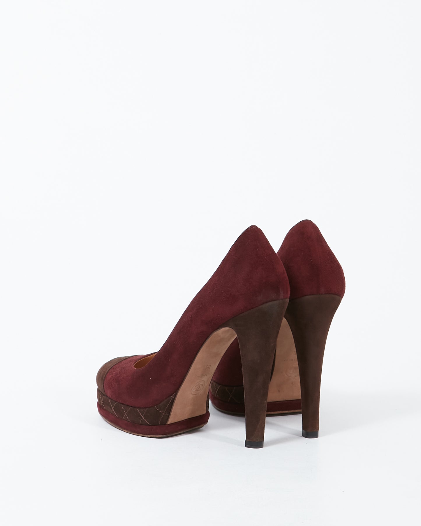 Chanel Burgundy Suede Platform Platform Pumps - 39