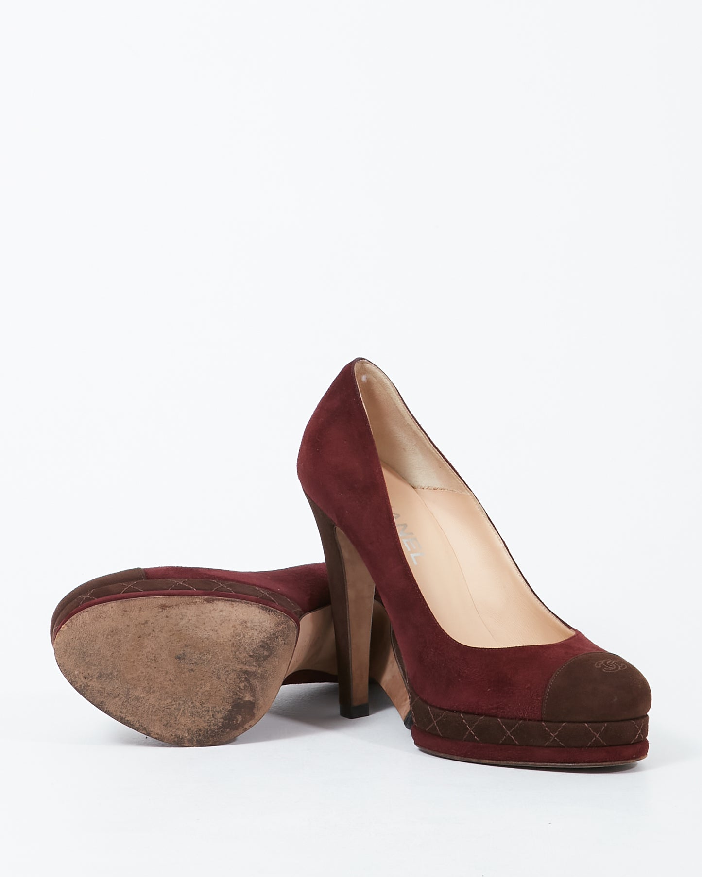 Chanel Burgundy Suede Platform Platform Pumps - 39