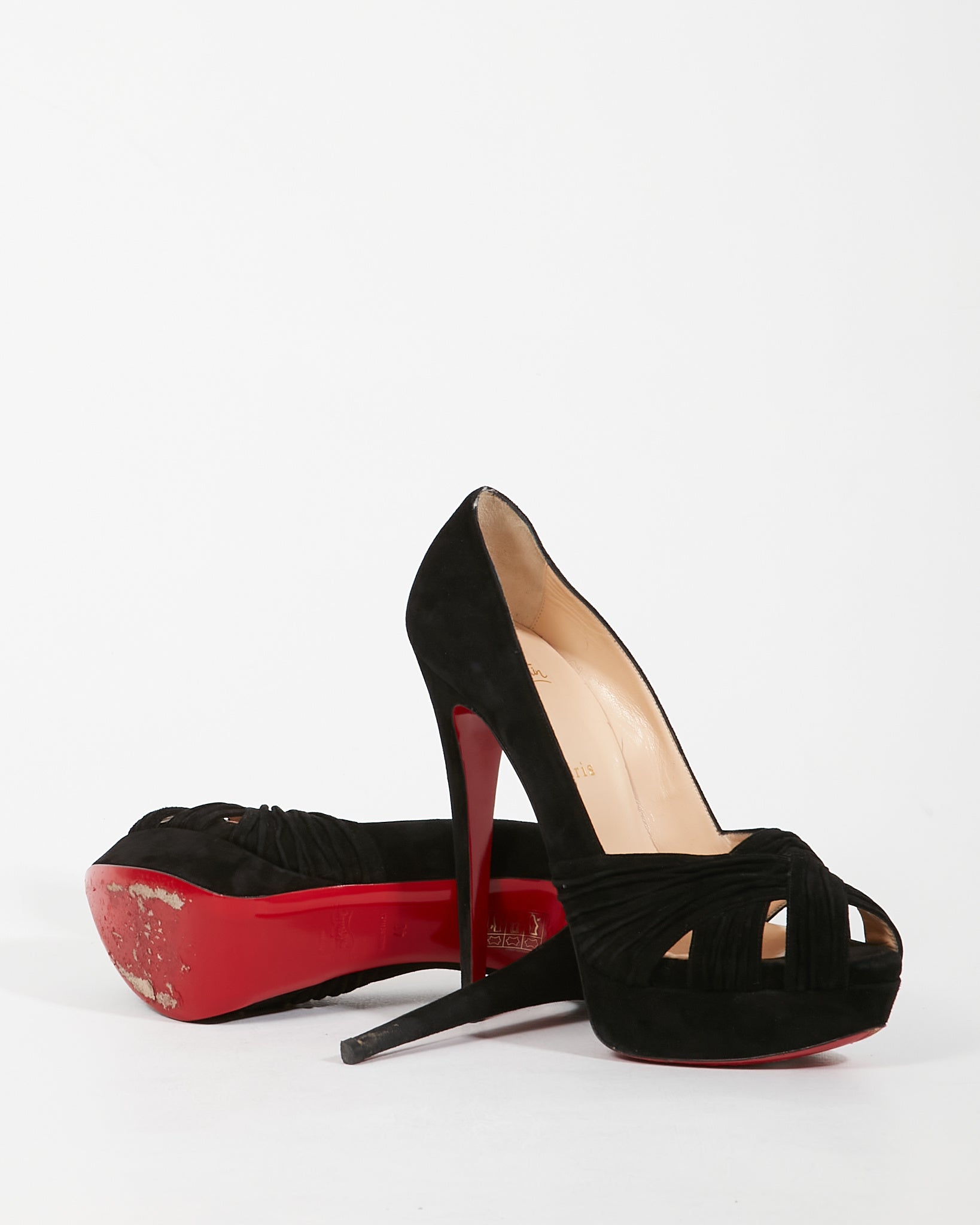 Louboutin Black Suede Aborina 150 Platform Pumps - 40