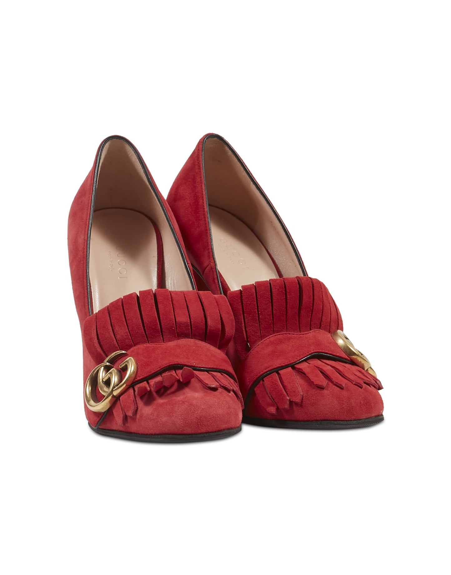 Escarpins à franges Gucci en daim rouge GG Marmont - 37