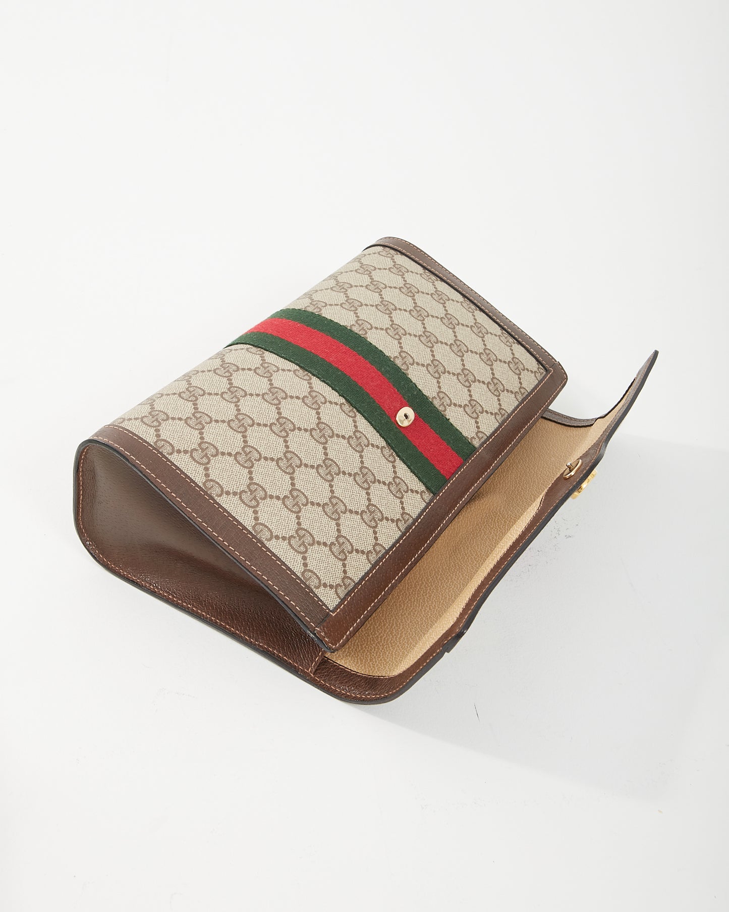 Gucci Brown Vintage GG Coated Canvas Web Pouch