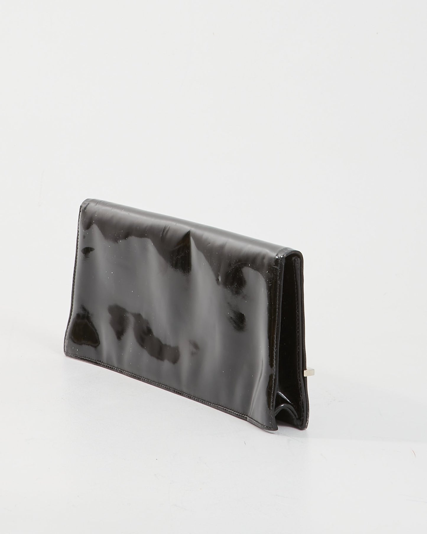 Gucci Black Patent Long Evening Clutch Bag