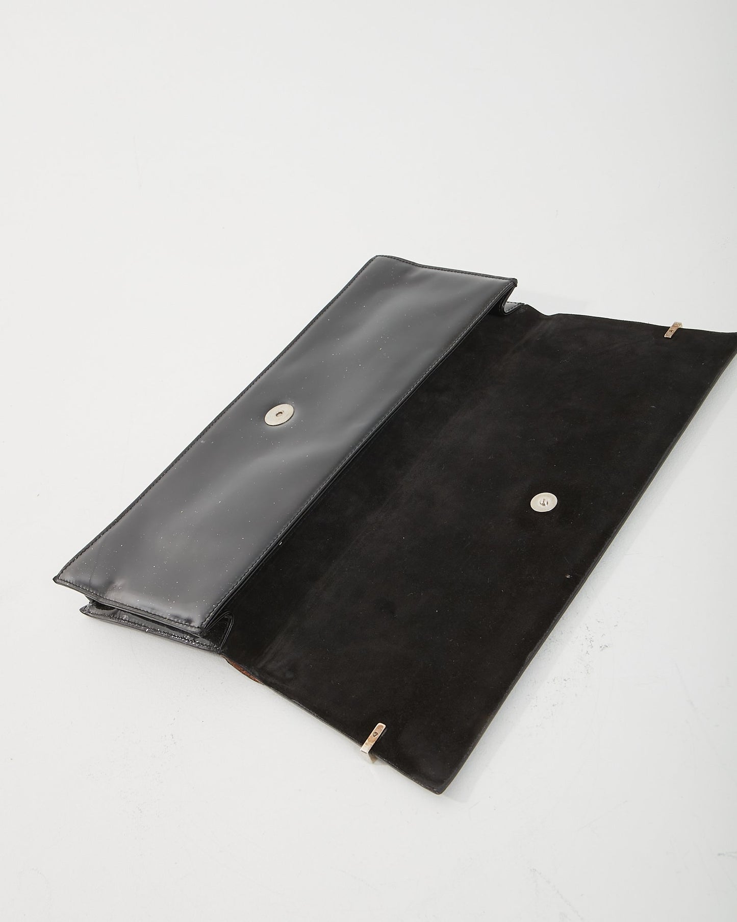 Gucci Black Patent Long Evening Clutch Bag