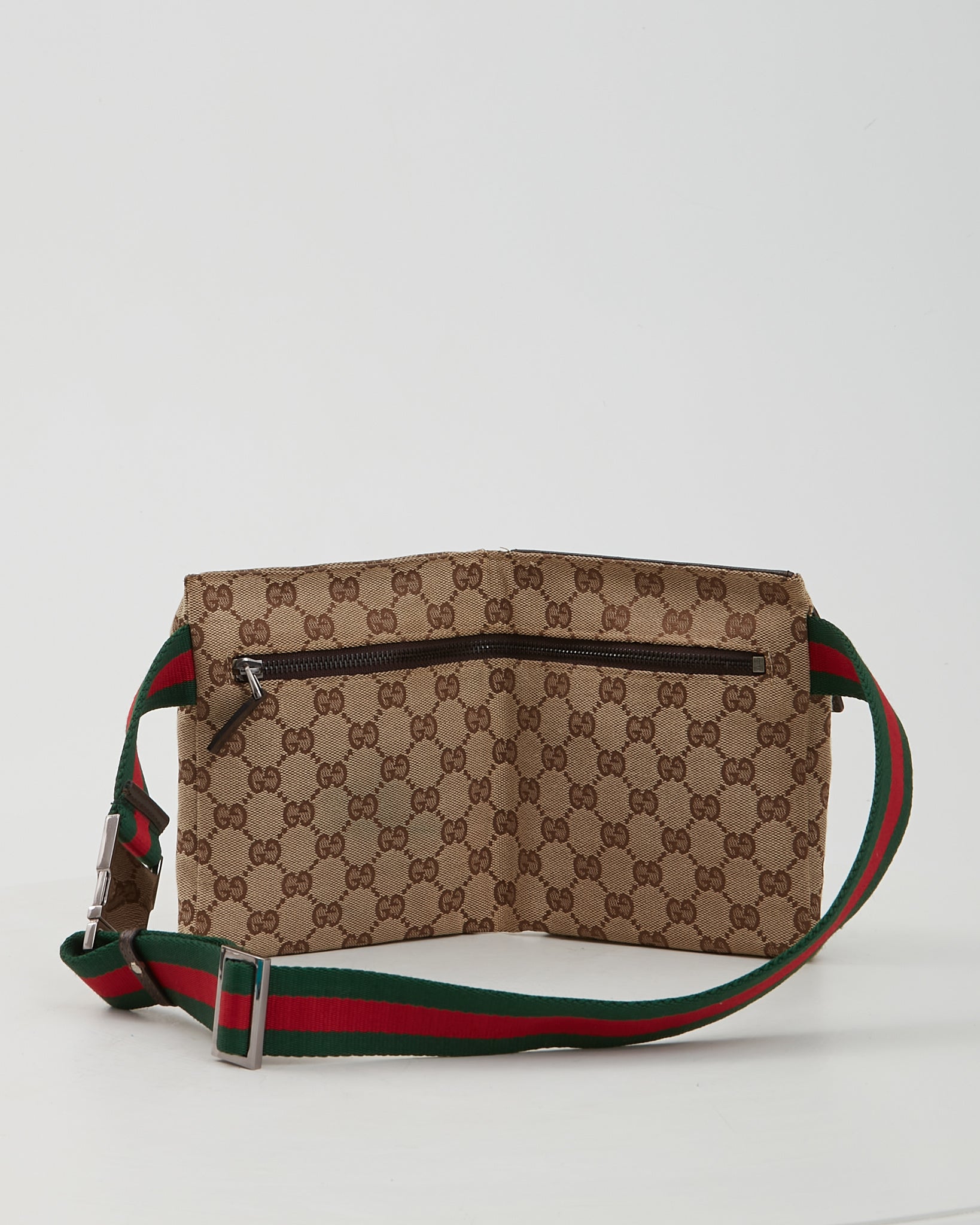 Gucci Brown Canvas GG Pocket Web Belt Bum Bag