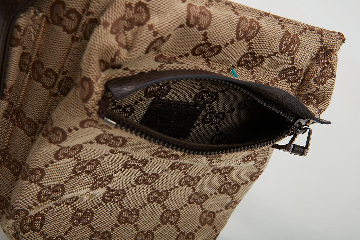 Gucci Brown Canvas GG Pocket Web Belt Bum Bag