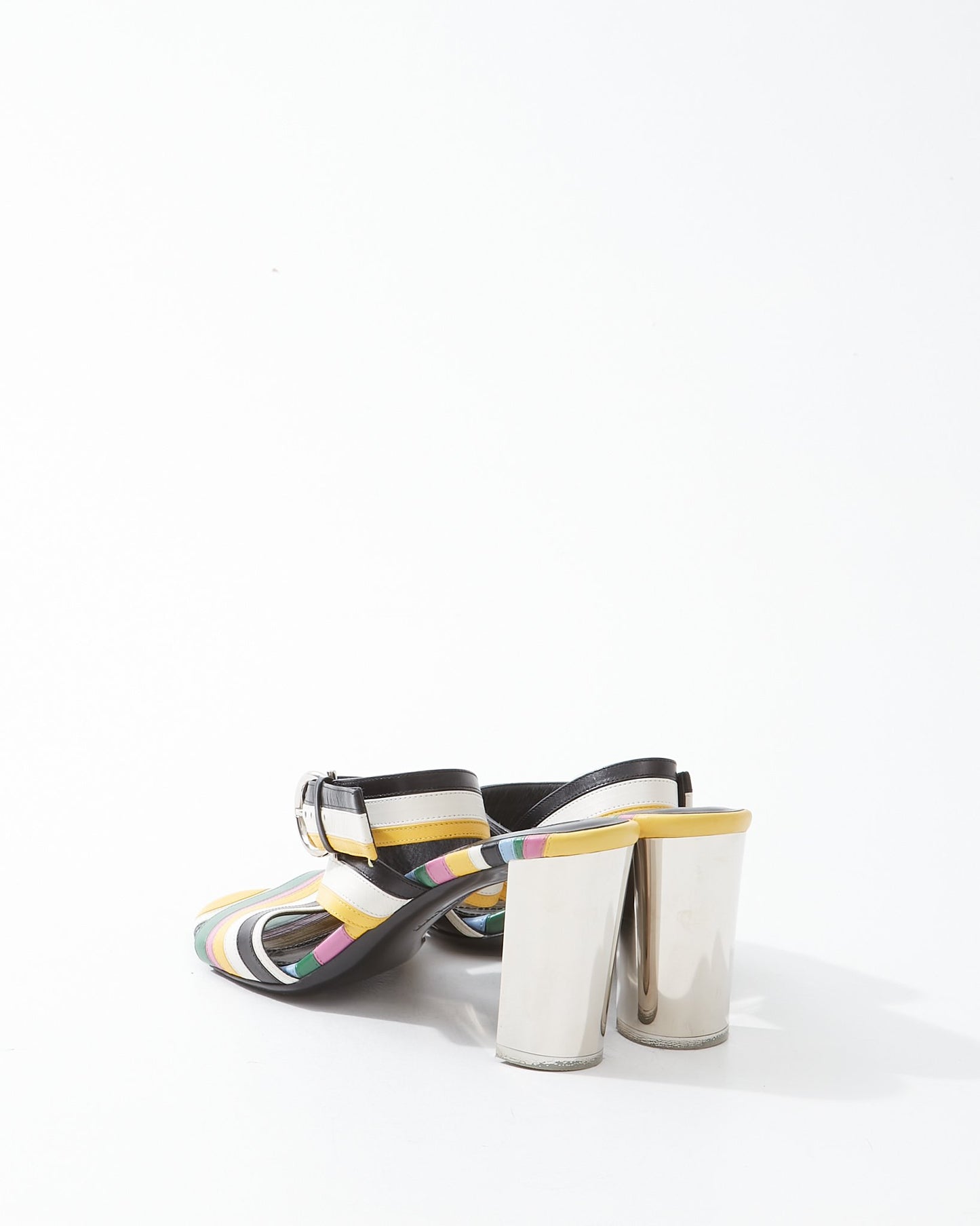 Ferragamo Multi Color Leather Strap Sandal Heel - 7