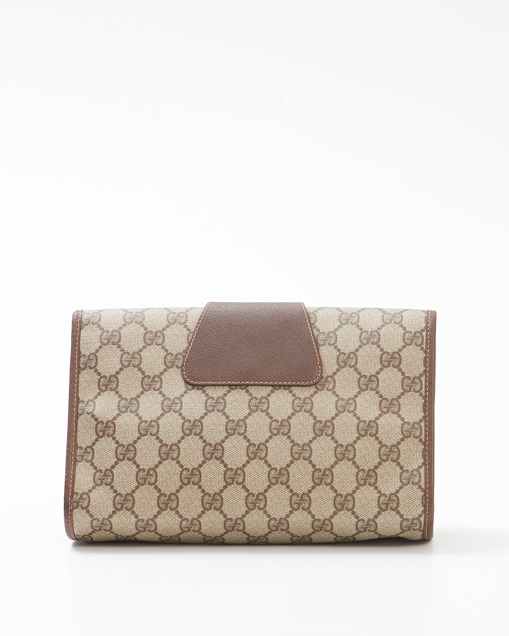 Gucci Vintage Brown GG Supreme Coated Canvas Web Clutch