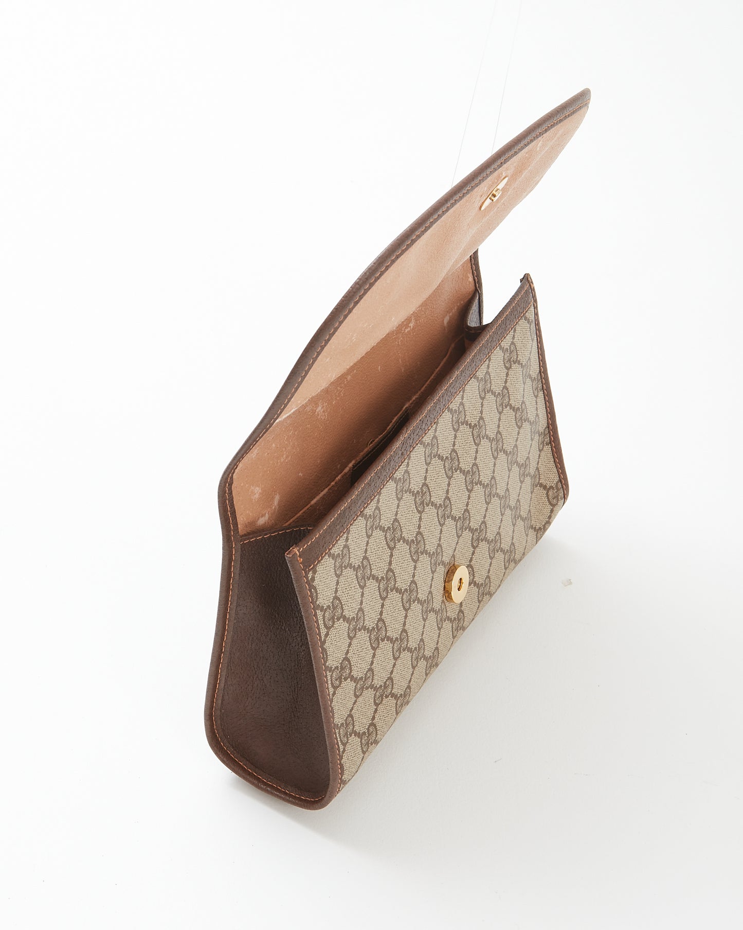 Gucci Vintage Brown GG Supreme Coated Canvas Web Clutch