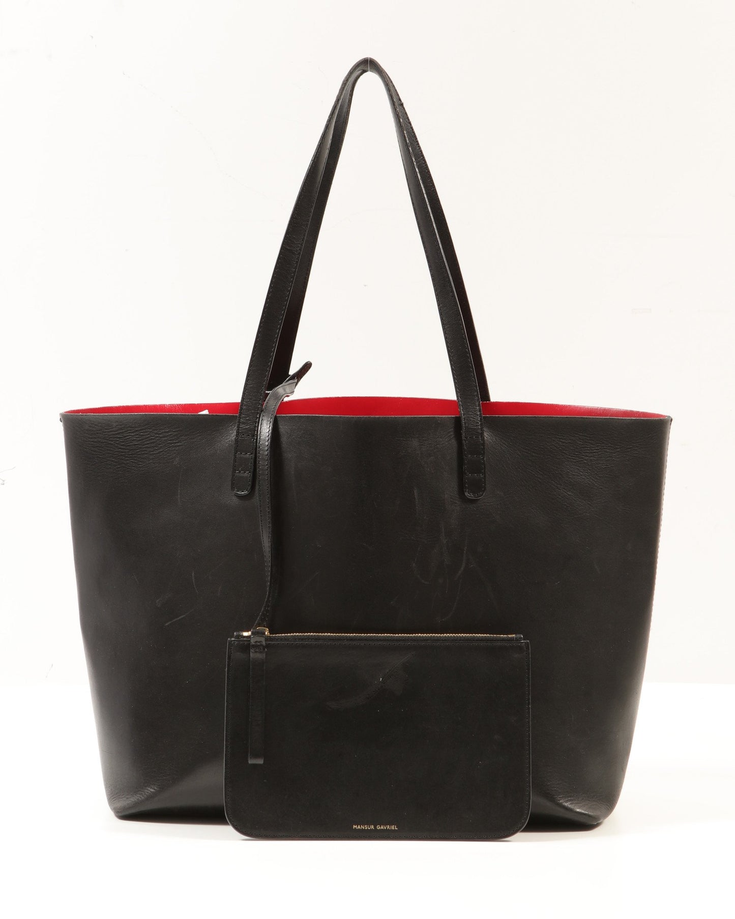 Sac fourre-tout en cuir noir/rouge Mansur Gaviel