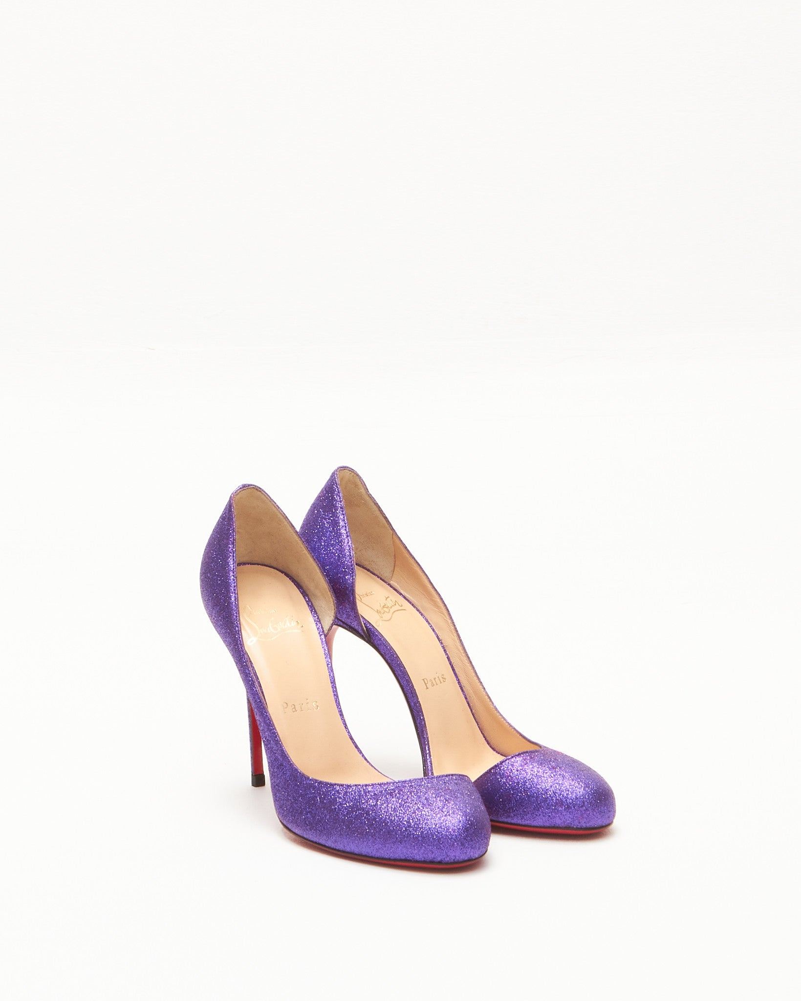 Christian Louboutin Purple Glitter Helmour 100mm Pumps - 36