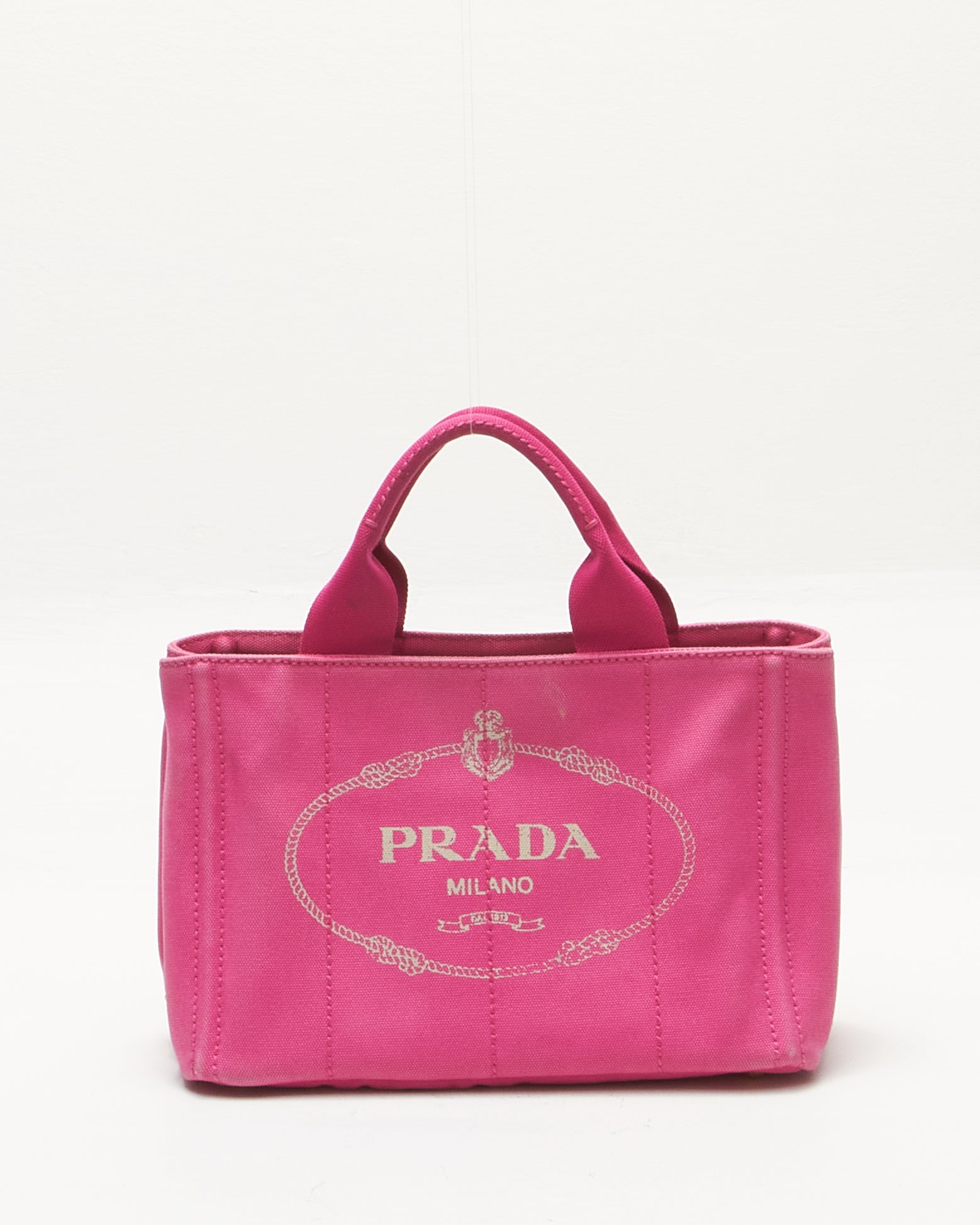 Prada Pink Cotton Canvas Small Logo Tote